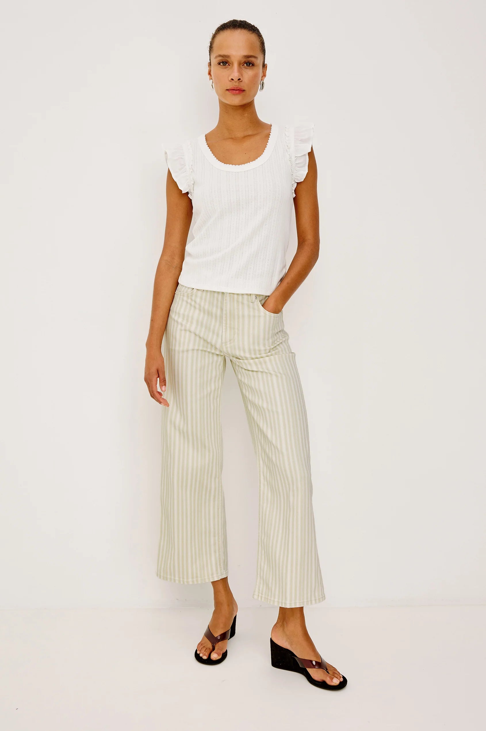 Getty Crop Wide Leg - Malibu Stripe