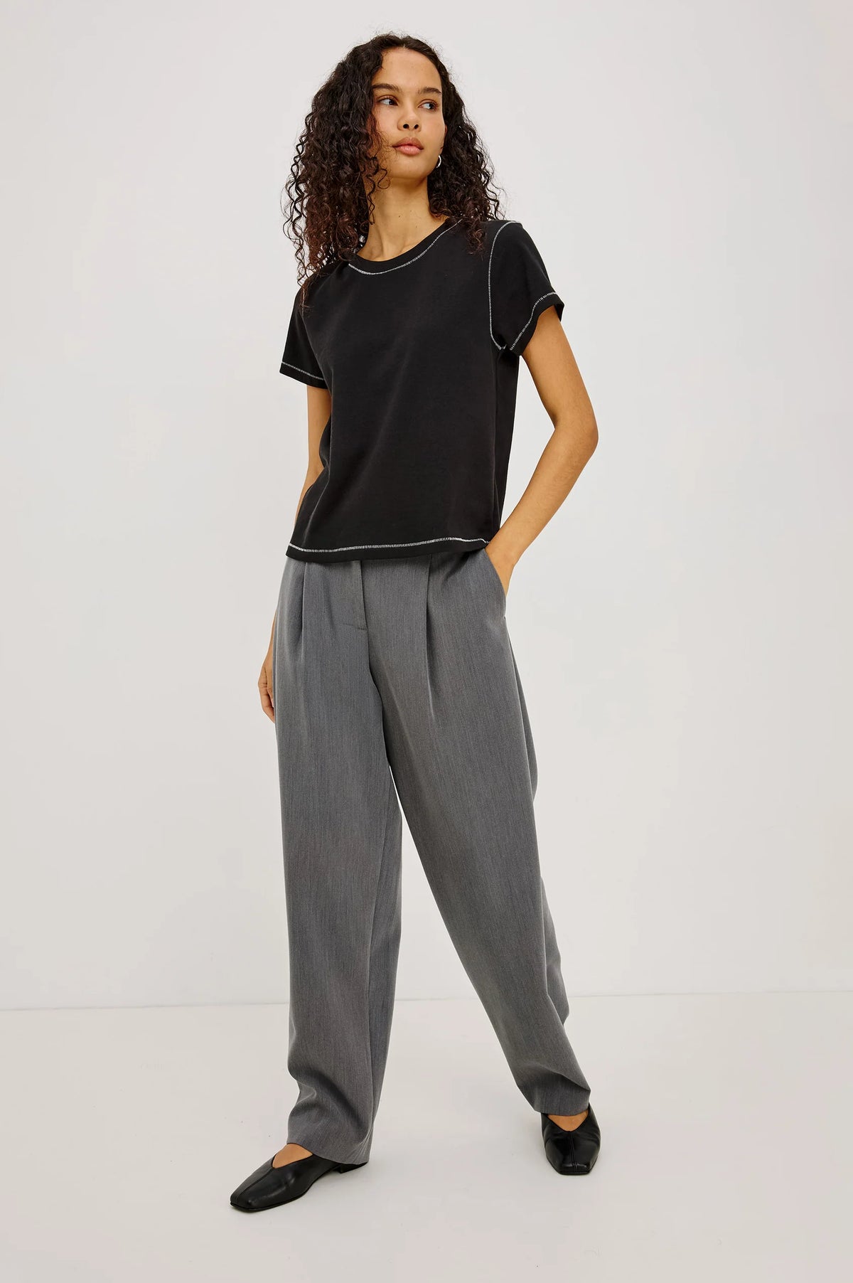Girlfriend T-Shirt - Black Contrast Stitch