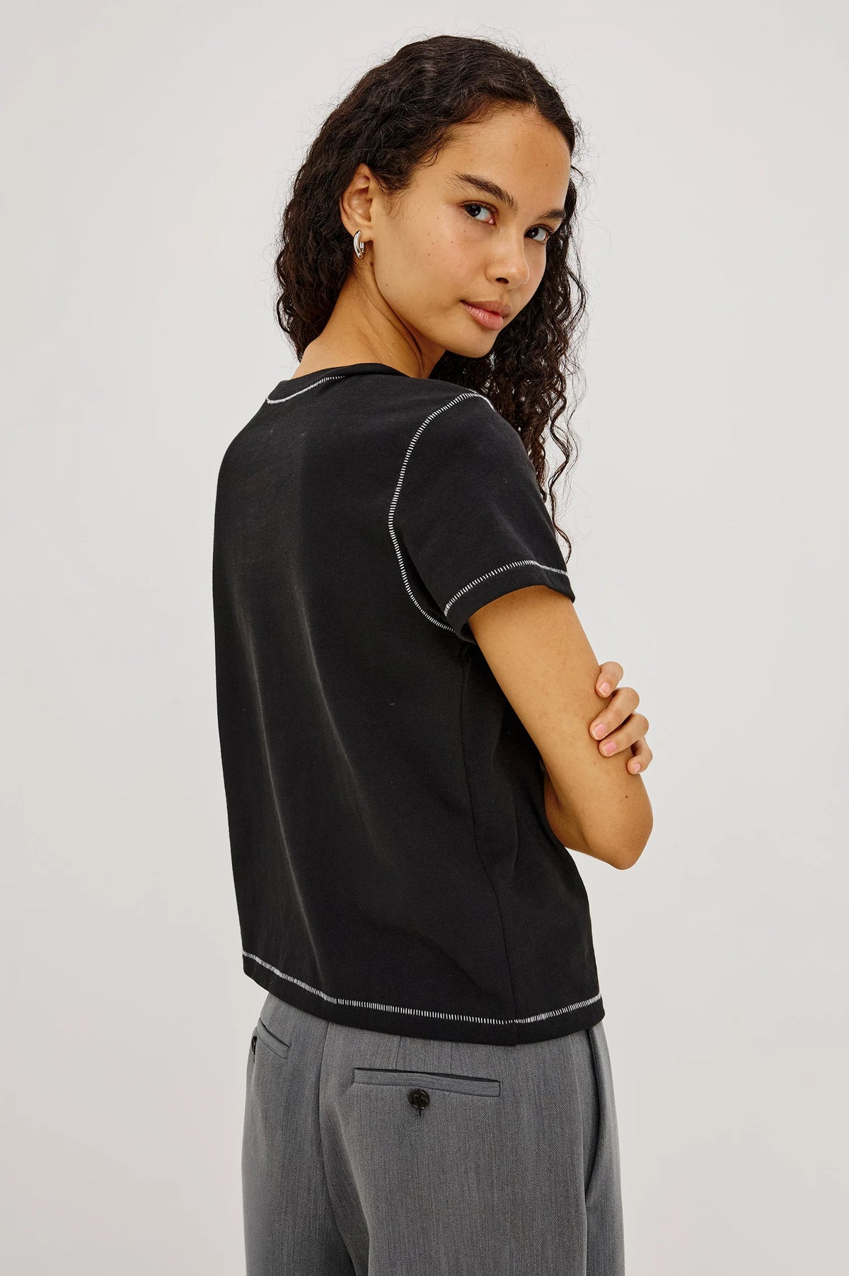 Girlfriend T-Shirt - Black Contrast Stitch