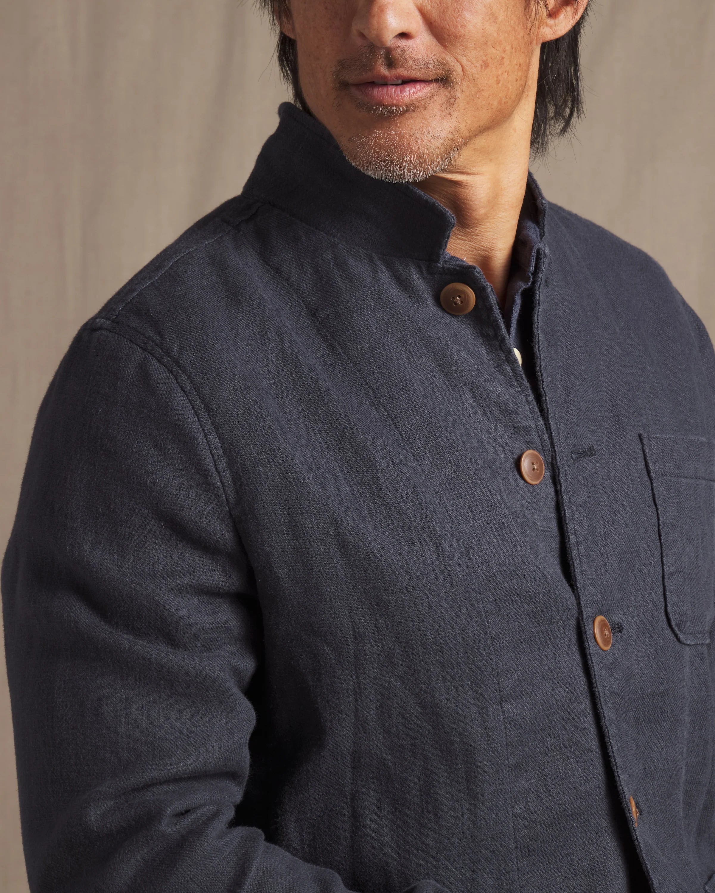 Nelson Ramie Stand Up Collar Jacket