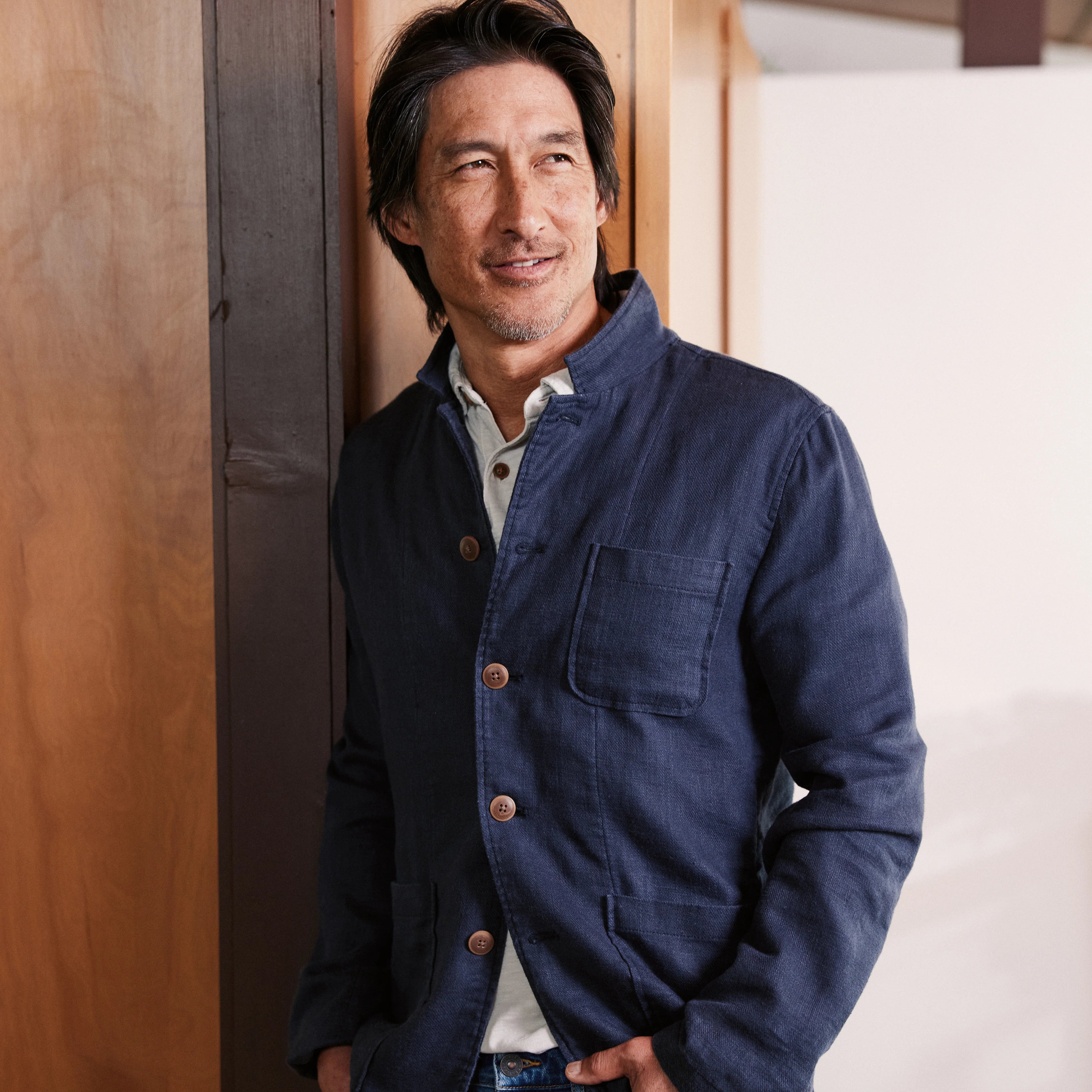 Nelson Ramie Stand Up Collar Jacket