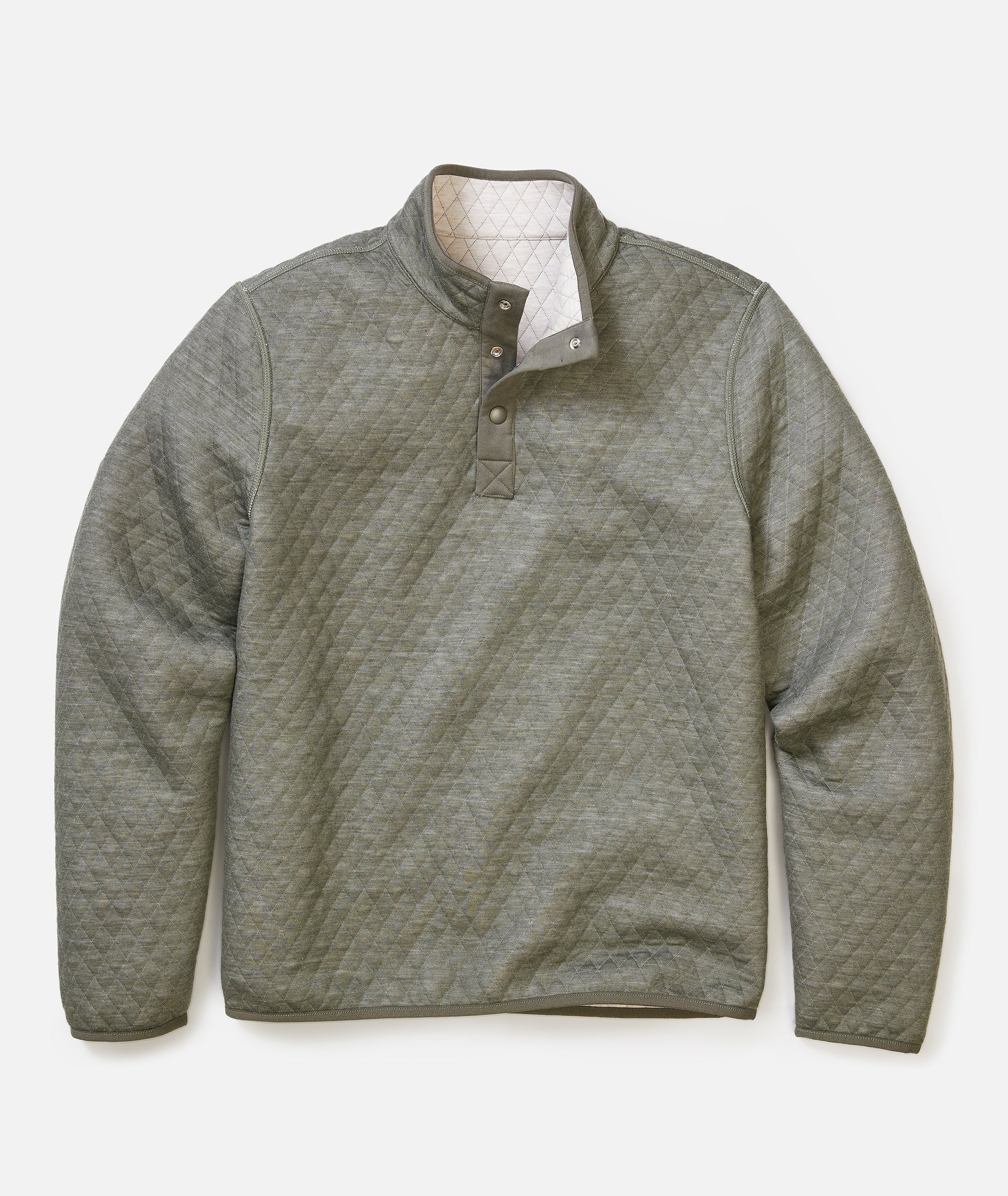 Corbet Quilted Reversible Pullover - Oatmeal/Olive