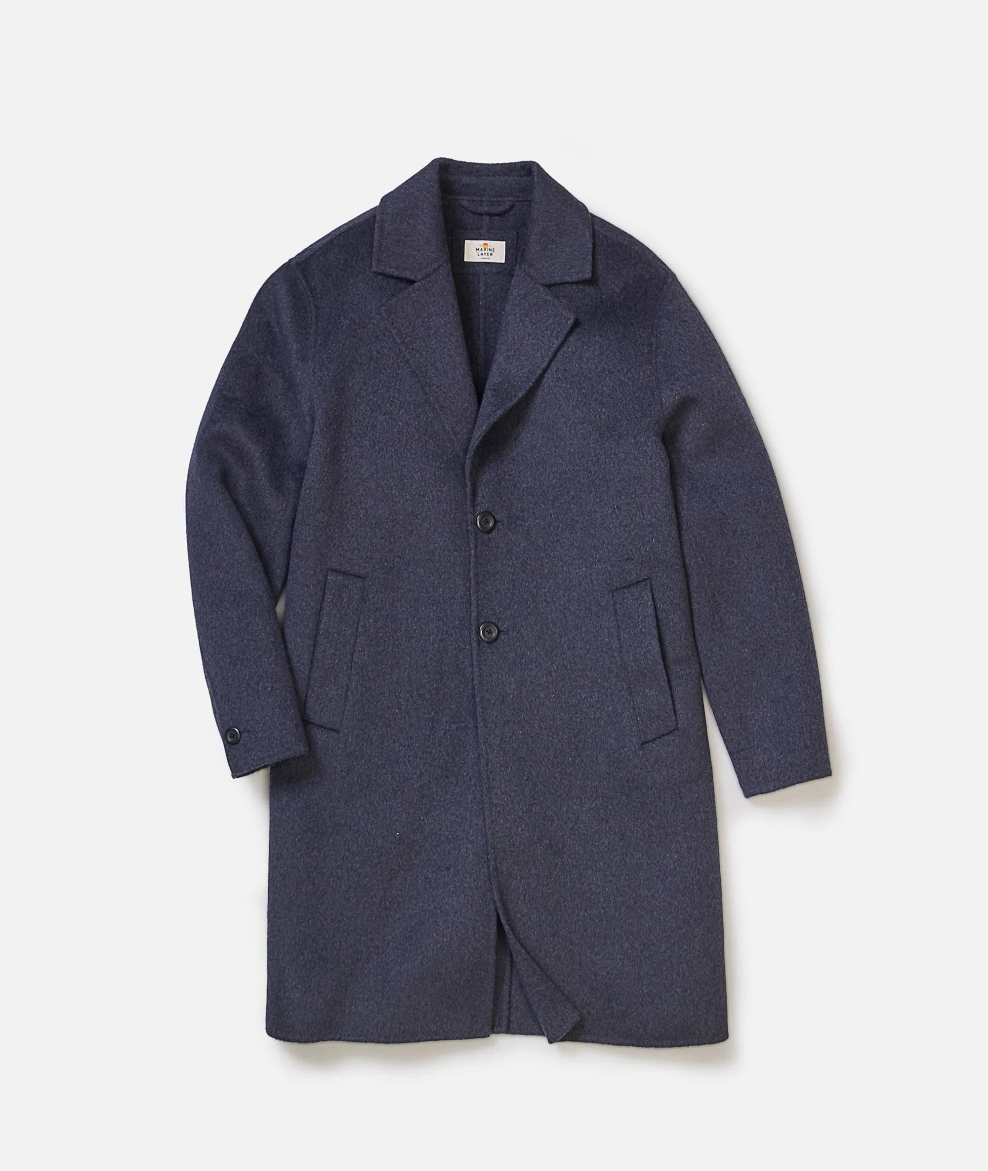 Irving Wool Longline Coat - Navy Heather