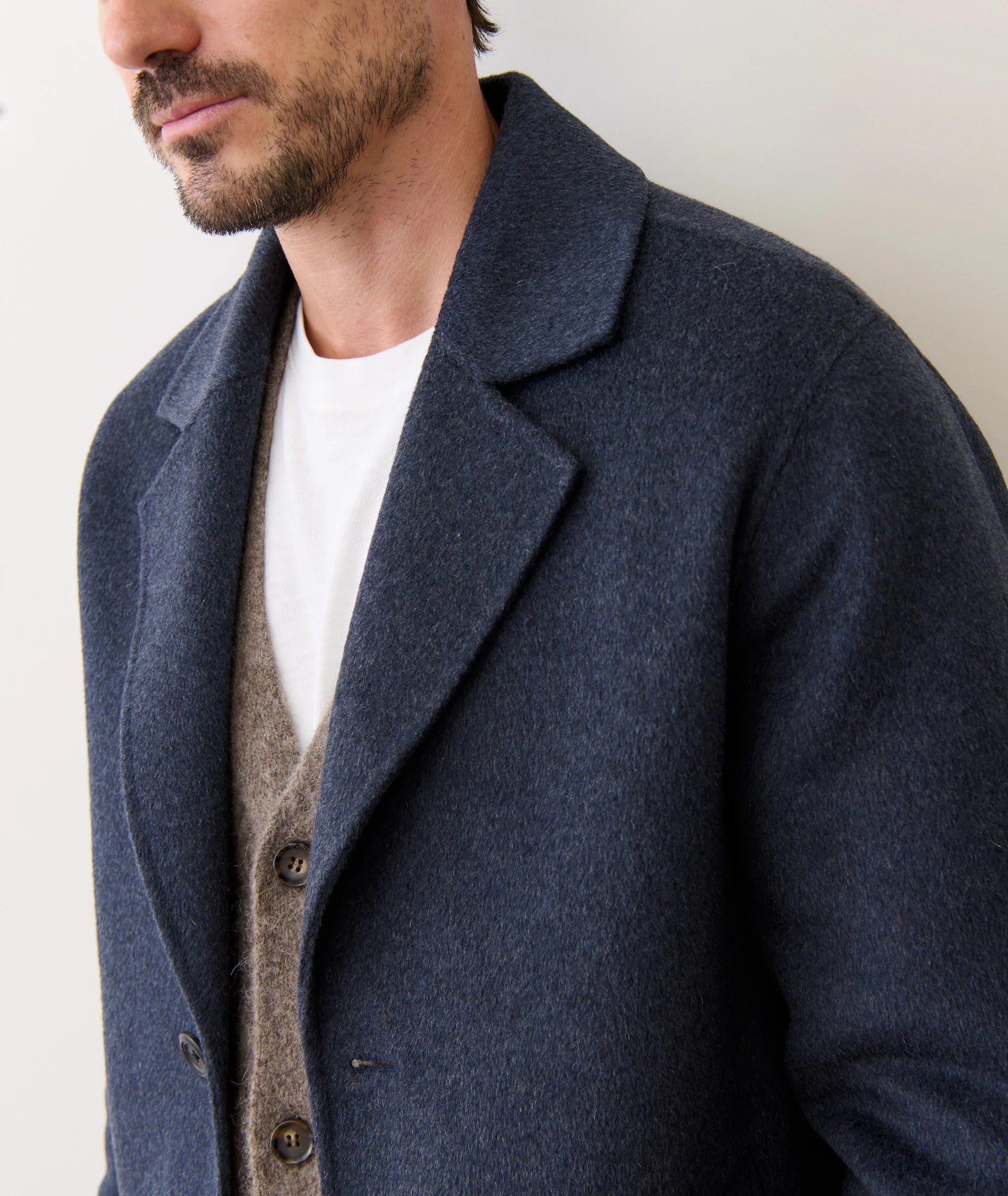 Irving Wool Longline Coat - Navy Heather
