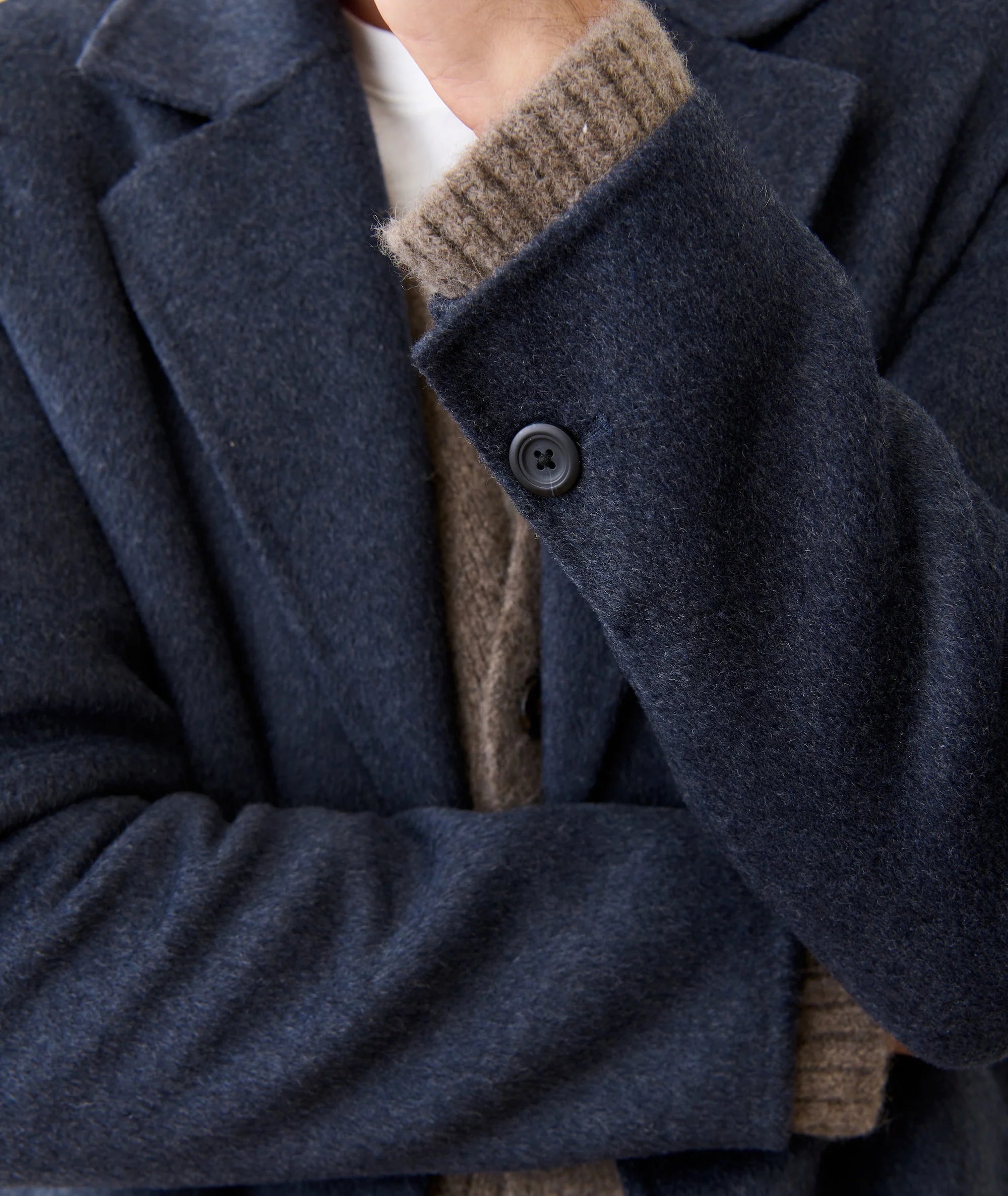 Irving Wool Longline Coat - Navy Heather