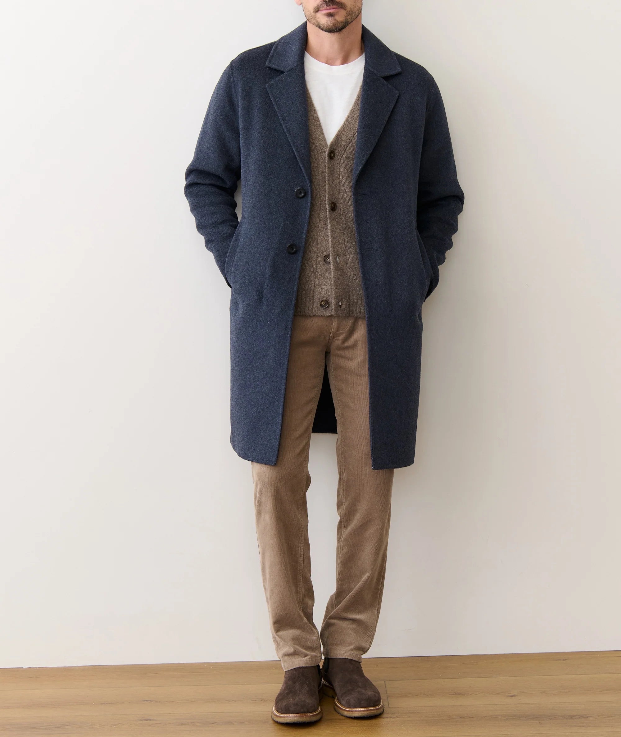 Irving Wool Longline Coat - Navy Heather