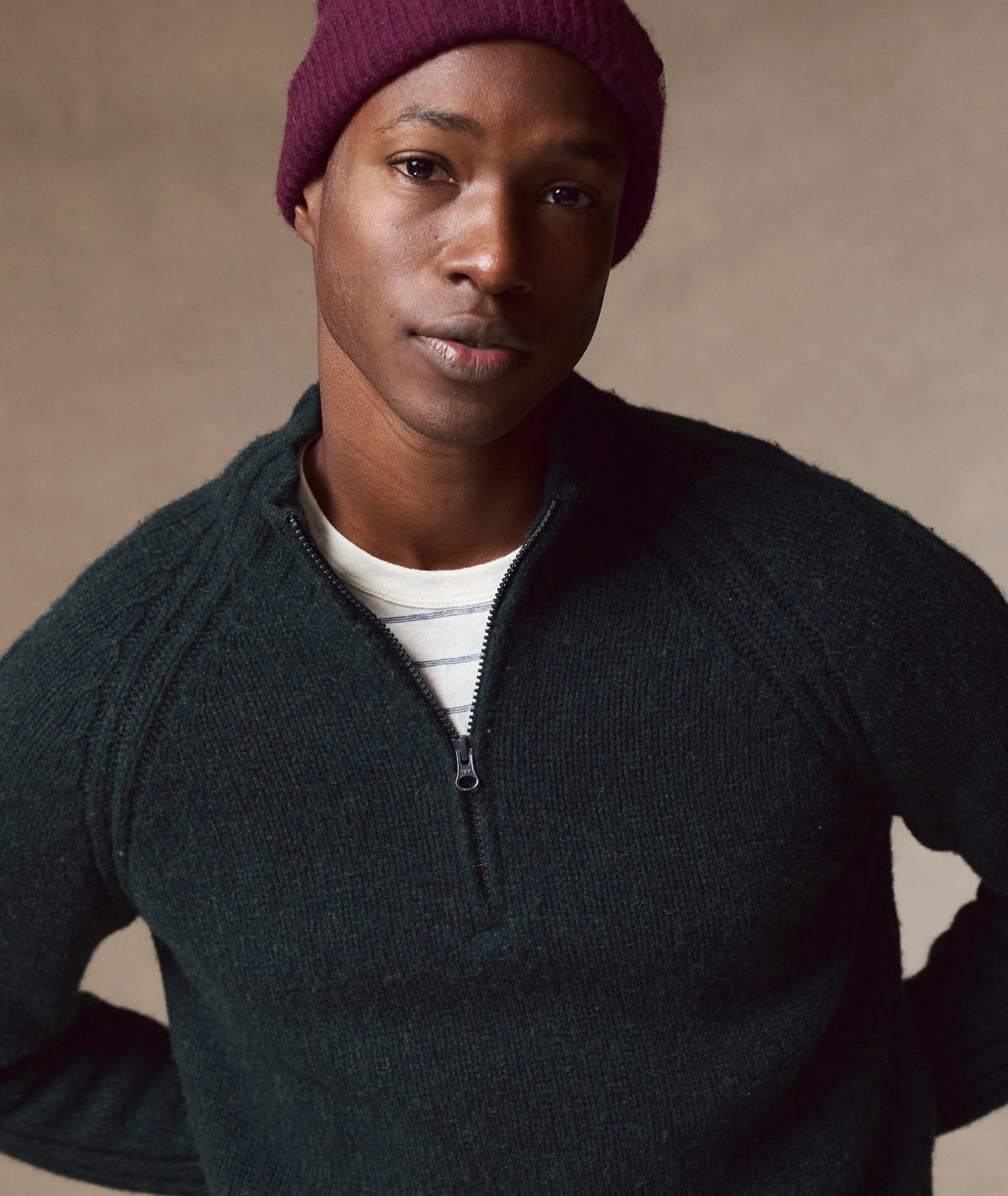 Coastal Merino Quarter Zip - Black Pine