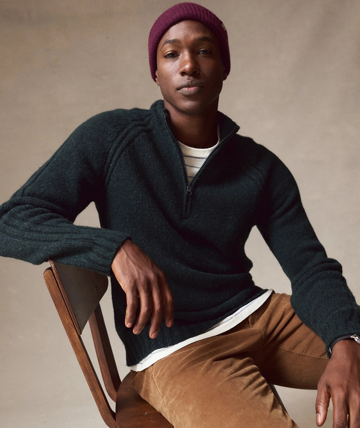 Coastal Merino Quarter Zip - Black Pine