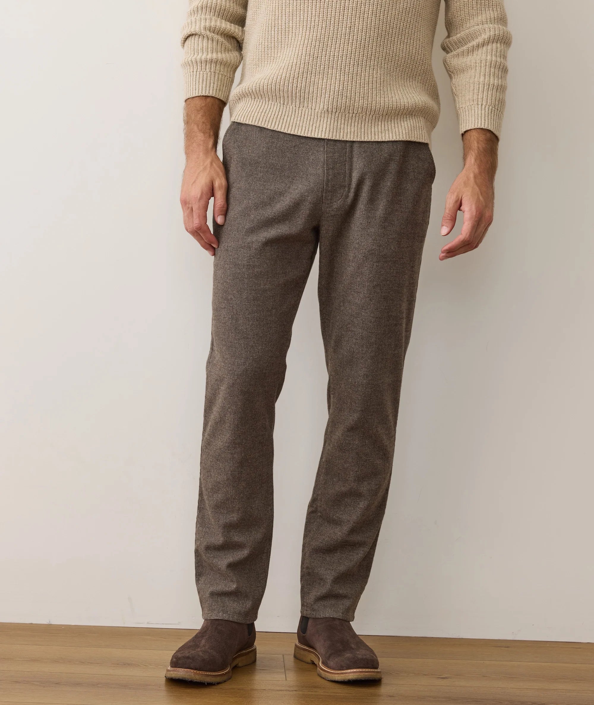 Saturday Houndstooth Slim Straight Chino - Dark Taupe