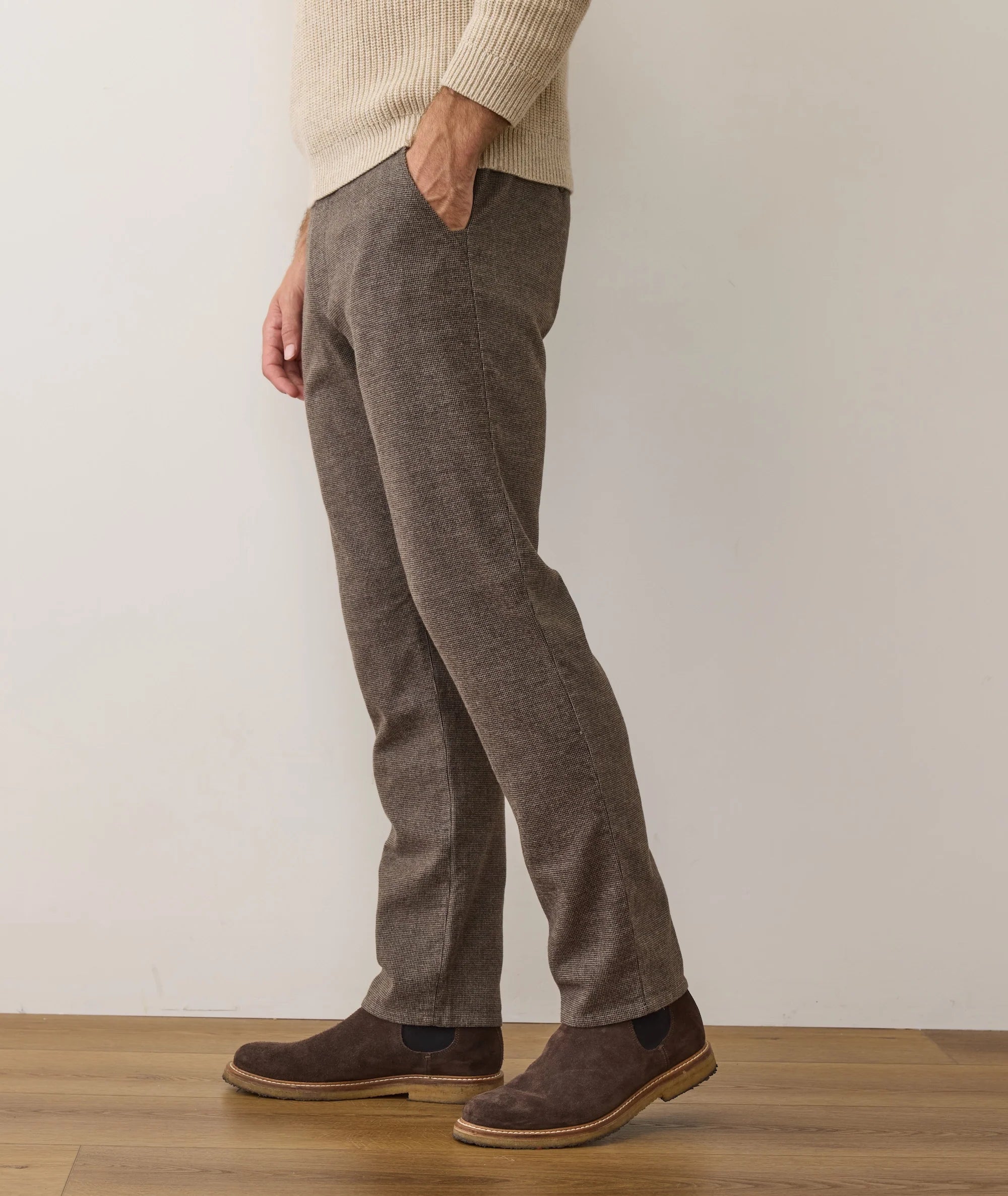 Saturday Houndstooth Slim Straight Chino - Dark Taupe