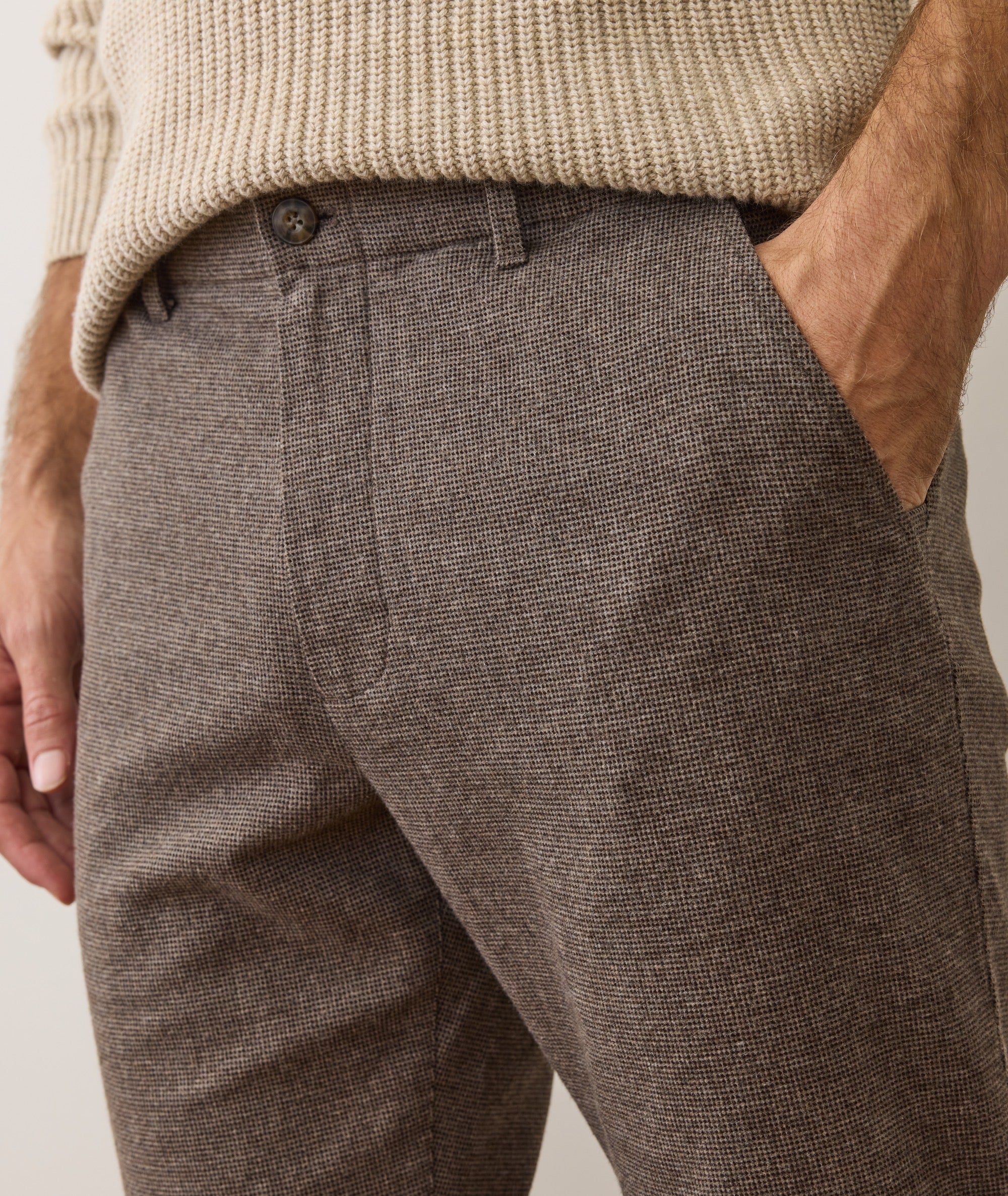 Saturday Houndstooth Slim Straight Chino - Dark Taupe