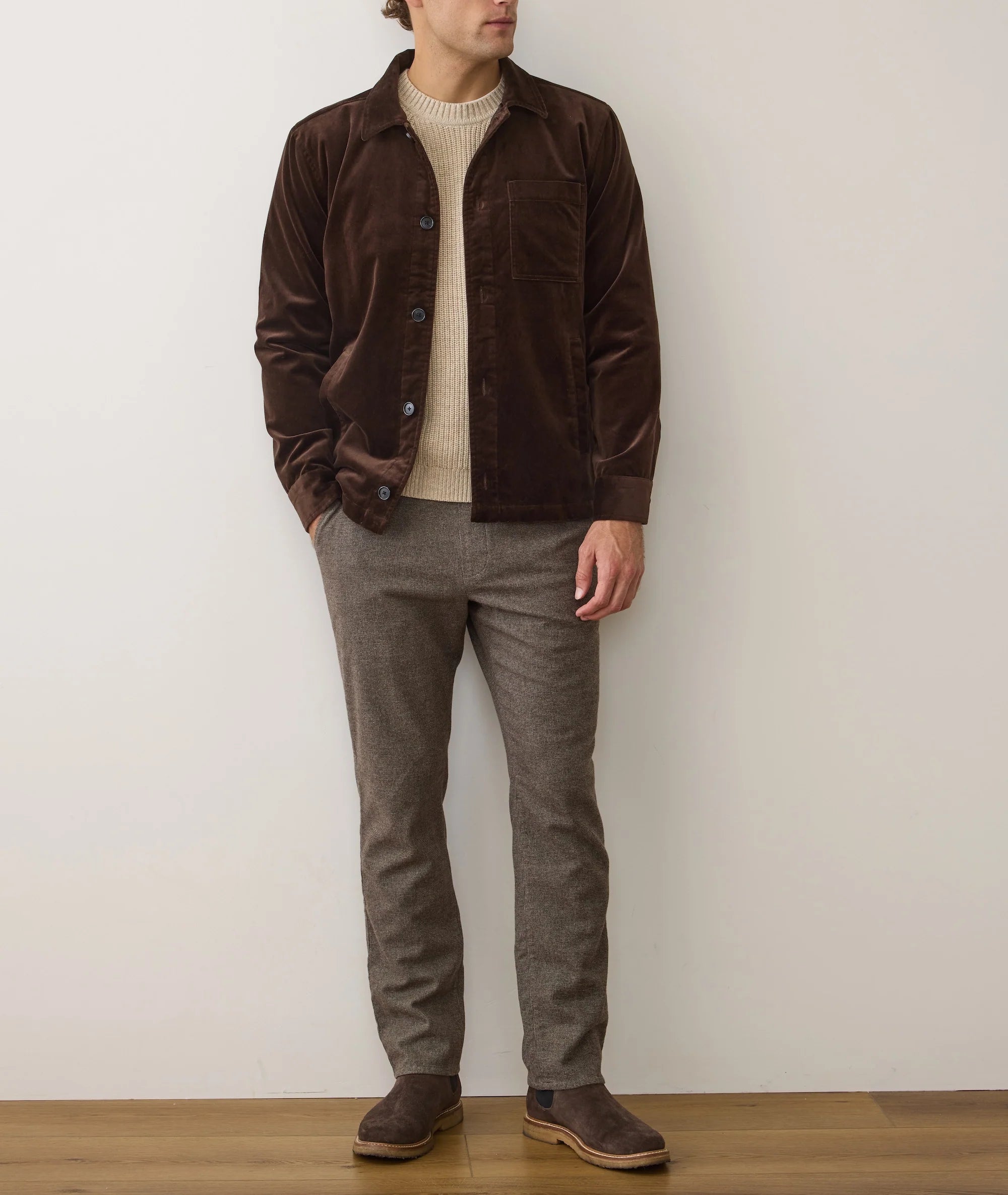 Saturday Houndstooth Slim Straight Chino - Dark Taupe