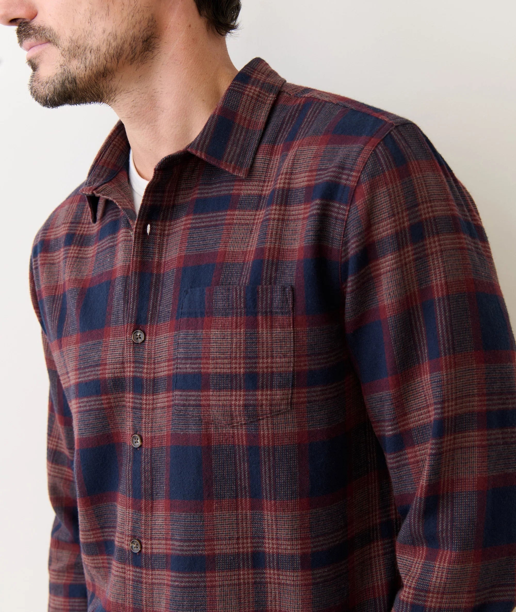 Tahoe Flannel Shirt - Navy/Burgundy Plaid
