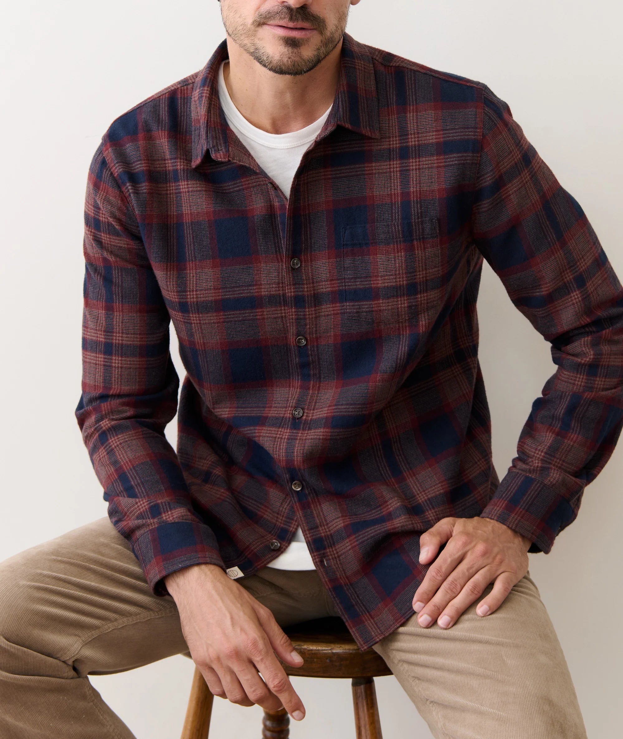 Tahoe Flannel Shirt - Navy/Burgundy Plaid