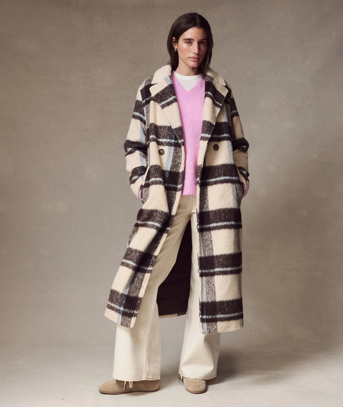 Aspen Coat - Ivory Java Plaid