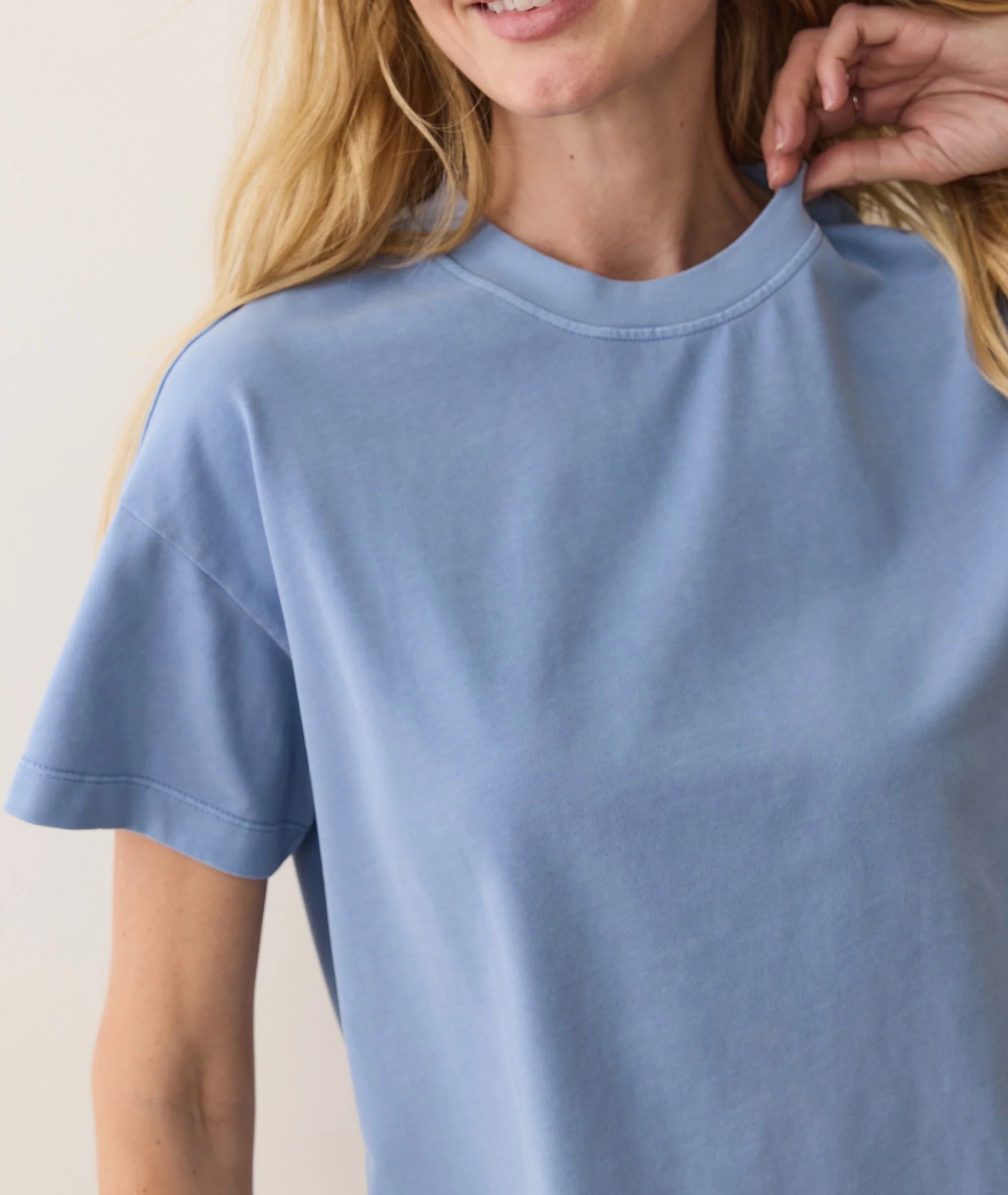Luxe Jersey Crew Tee - Coastal Blue