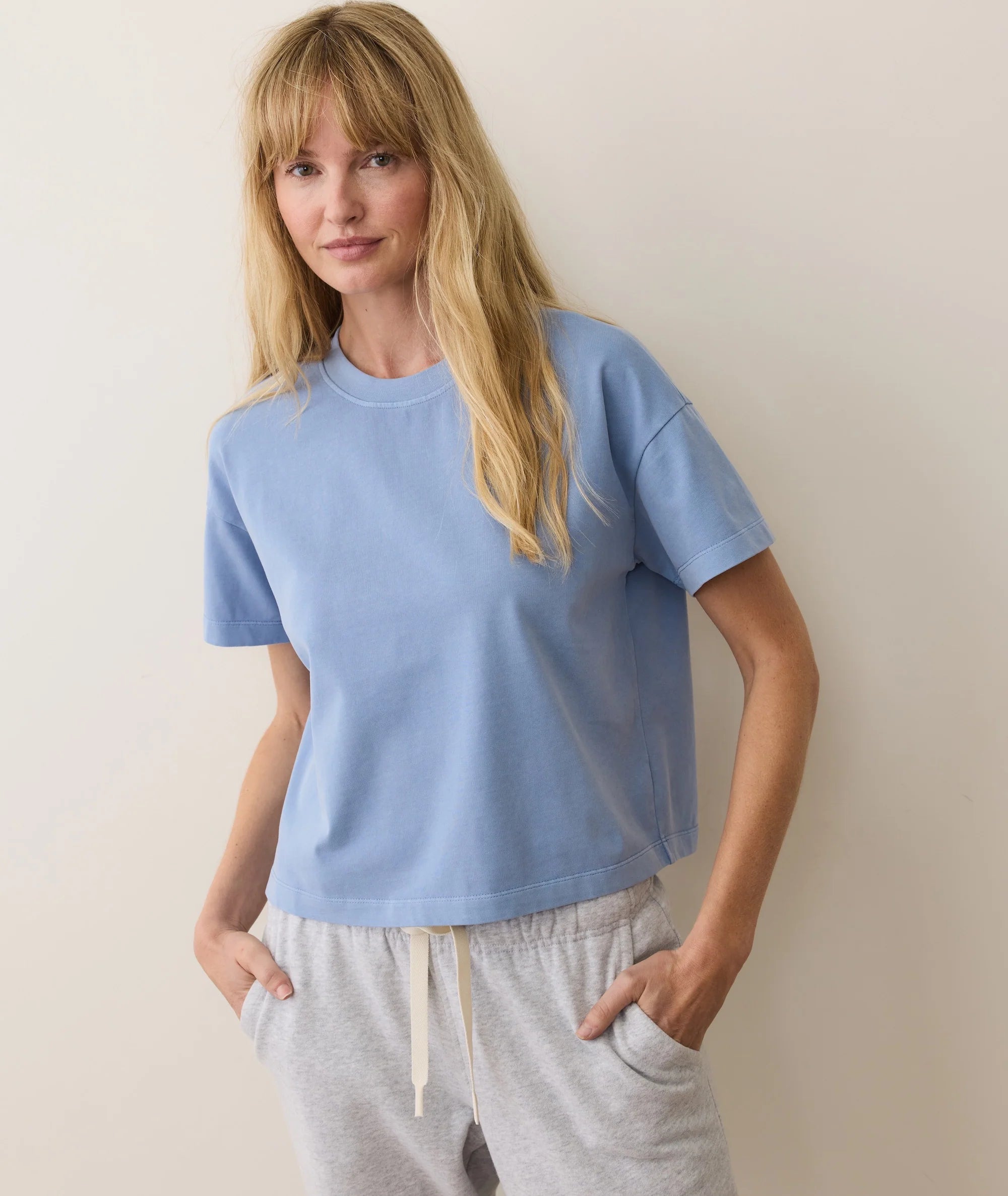 Luxe Jersey Crew Tee - Coastal Blue