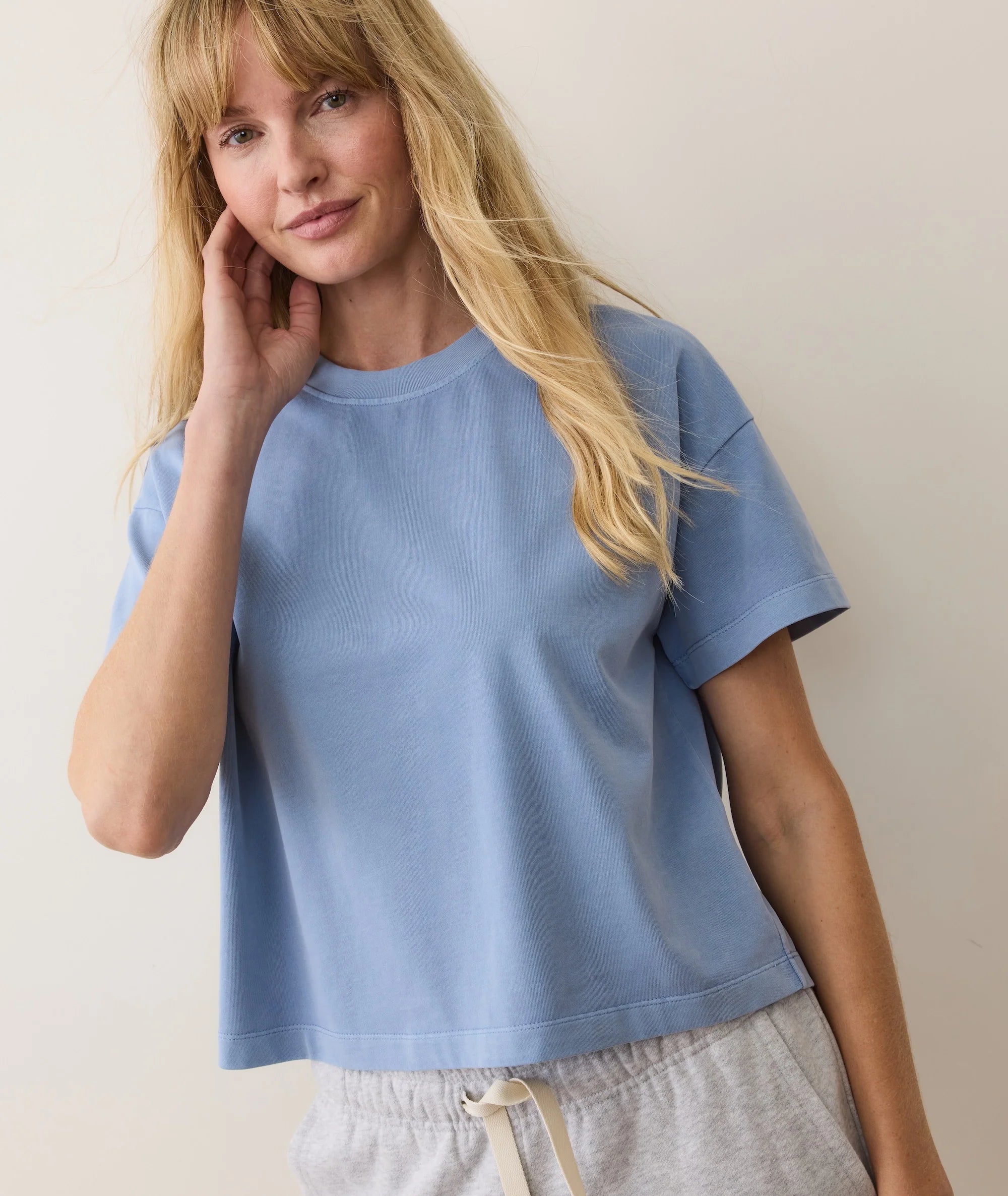 Luxe Jersey Crew Tee - Coastal Blue