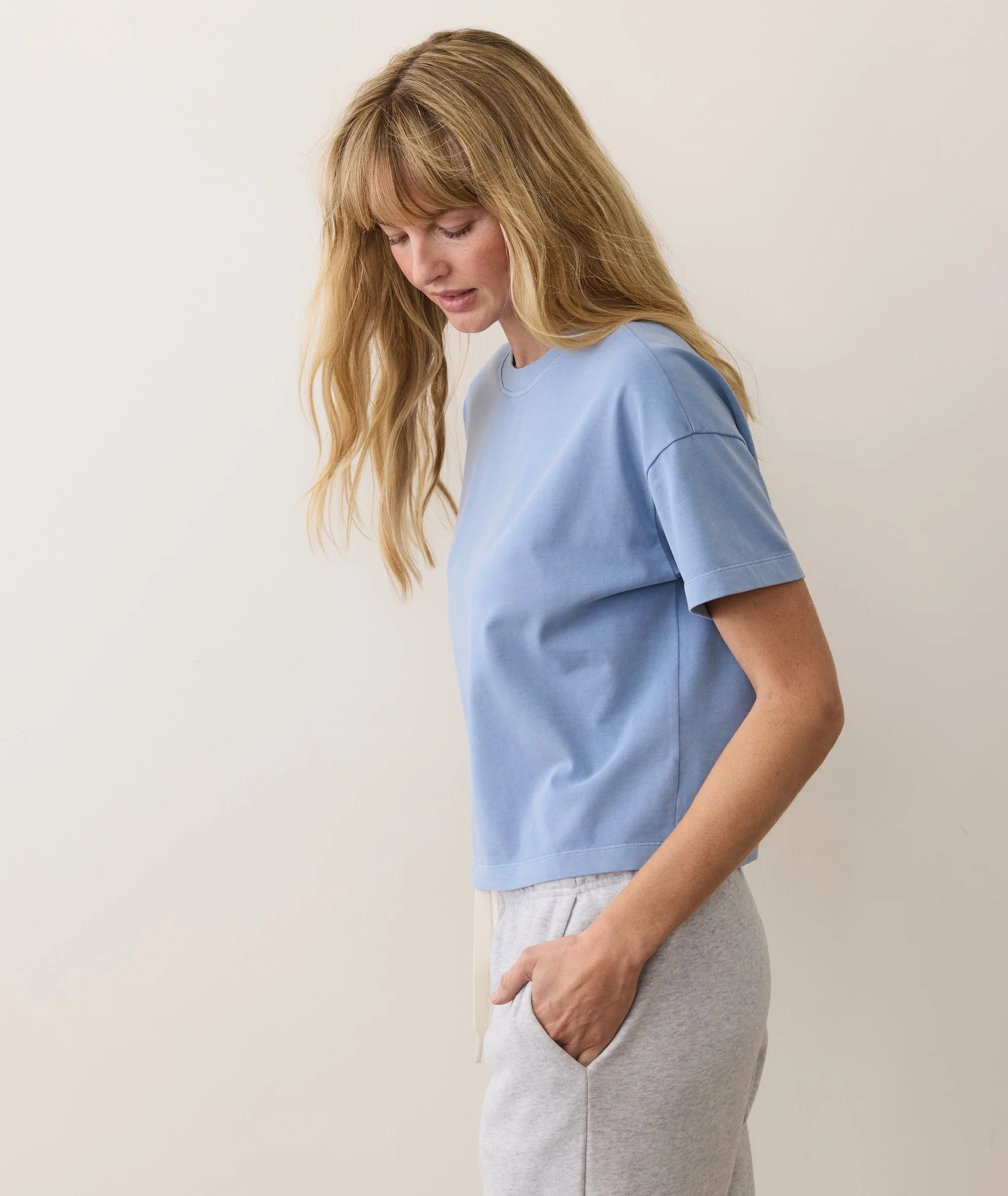 Luxe Jersey Crew Tee - Coastal Blue