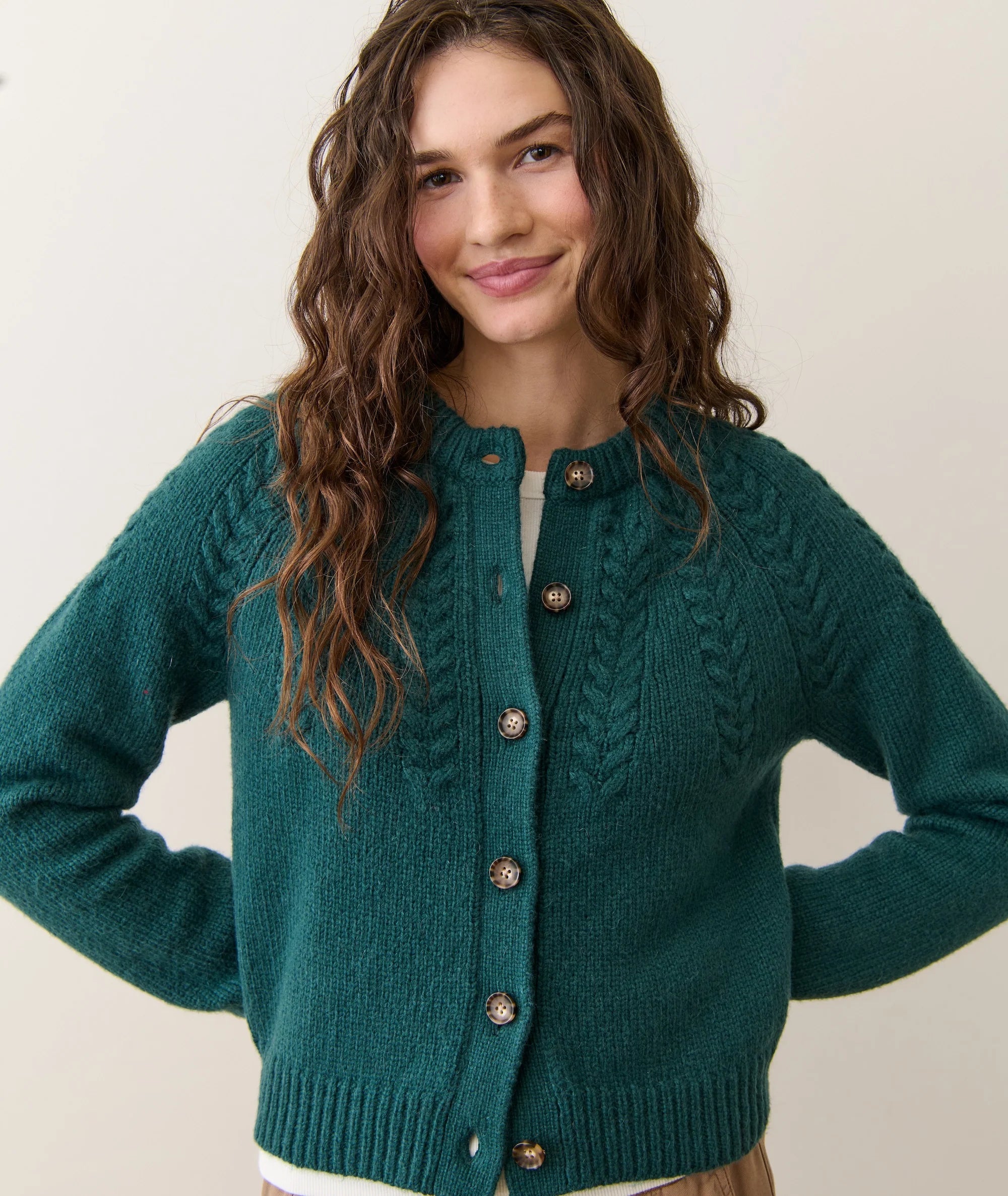 Everly Cable Knit Cardigan - Deep Sea