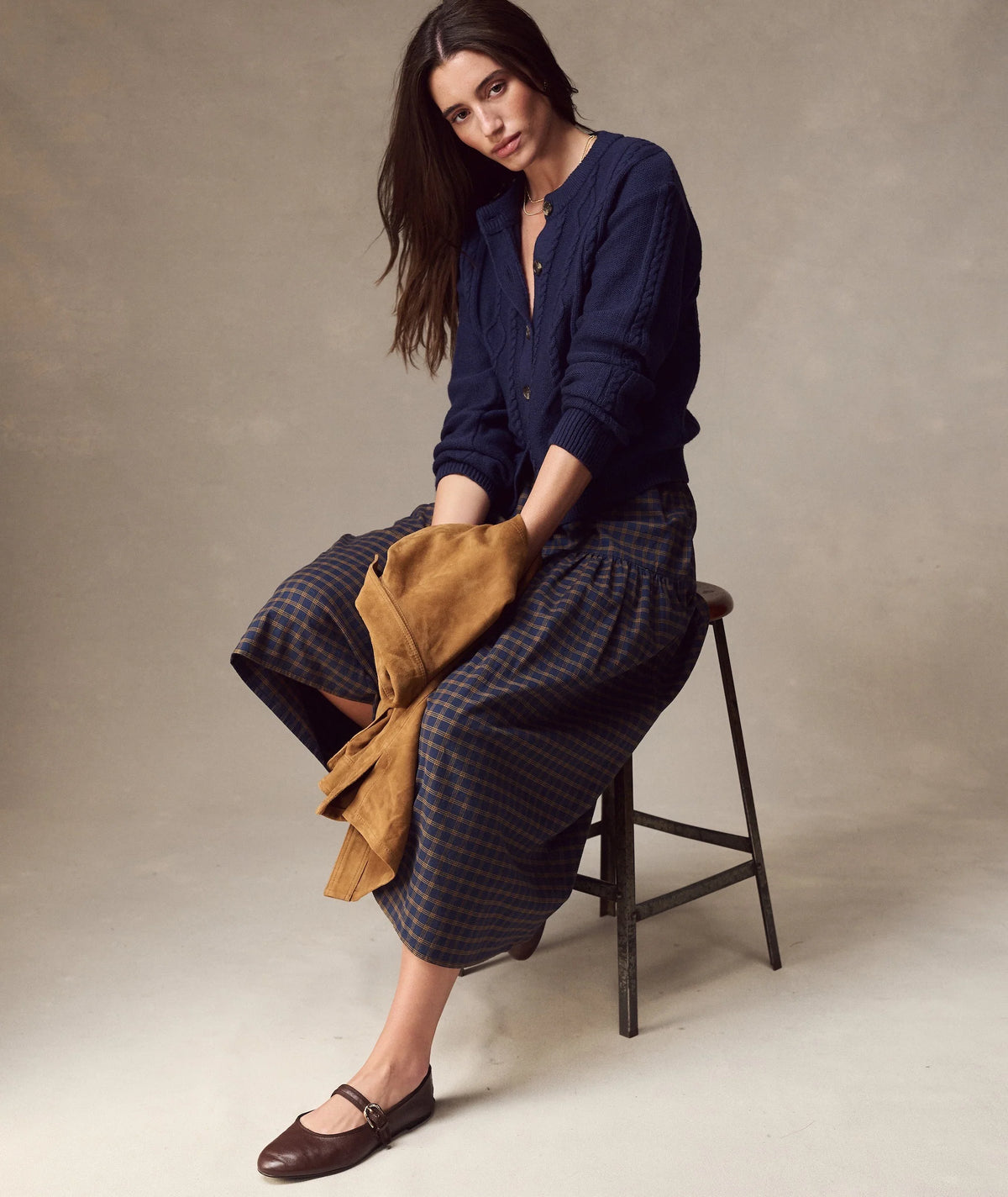 Everly Cable Knit Cardigan - Twilight