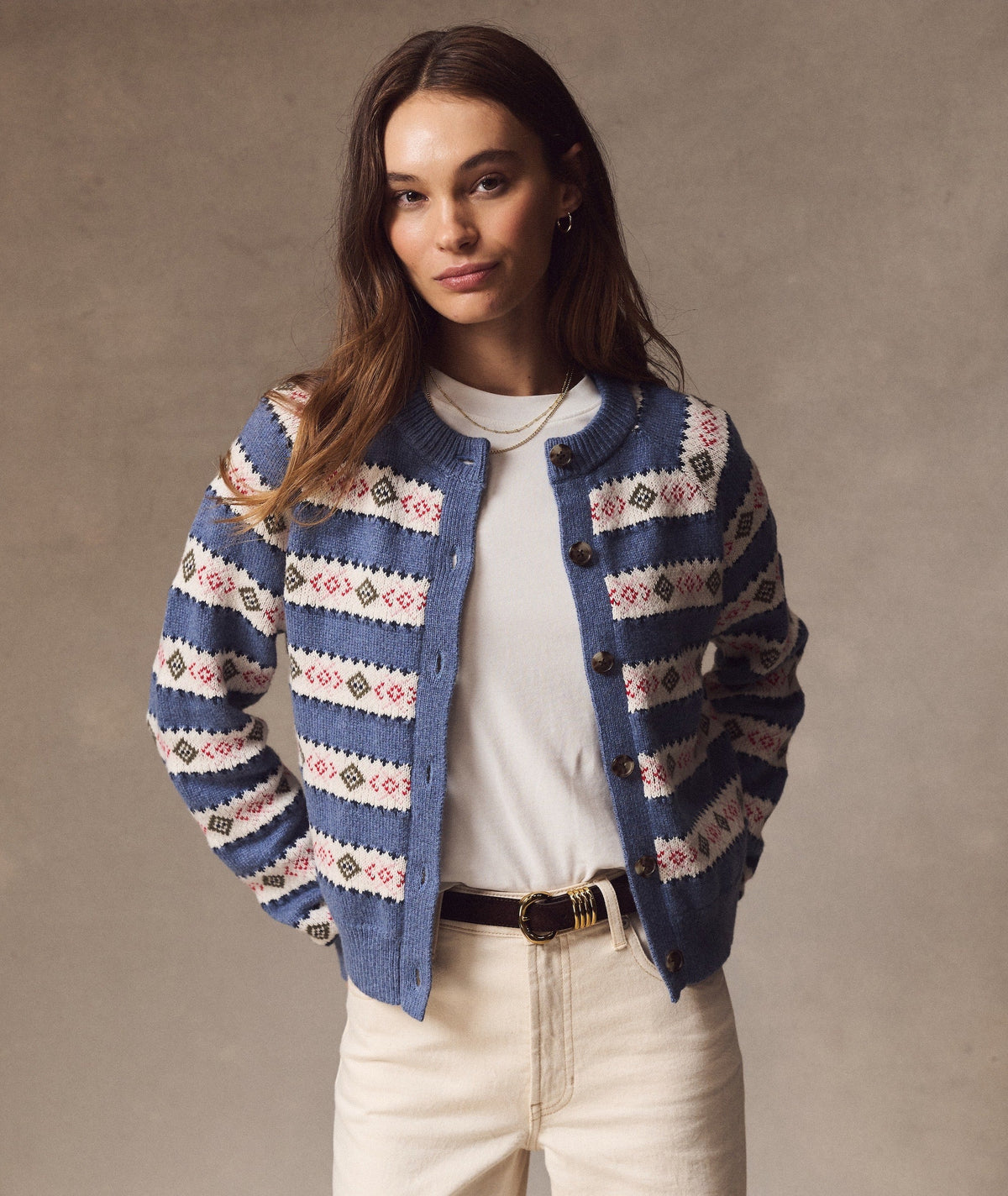 Fiorella Fair Isle Cardigan - French Blue