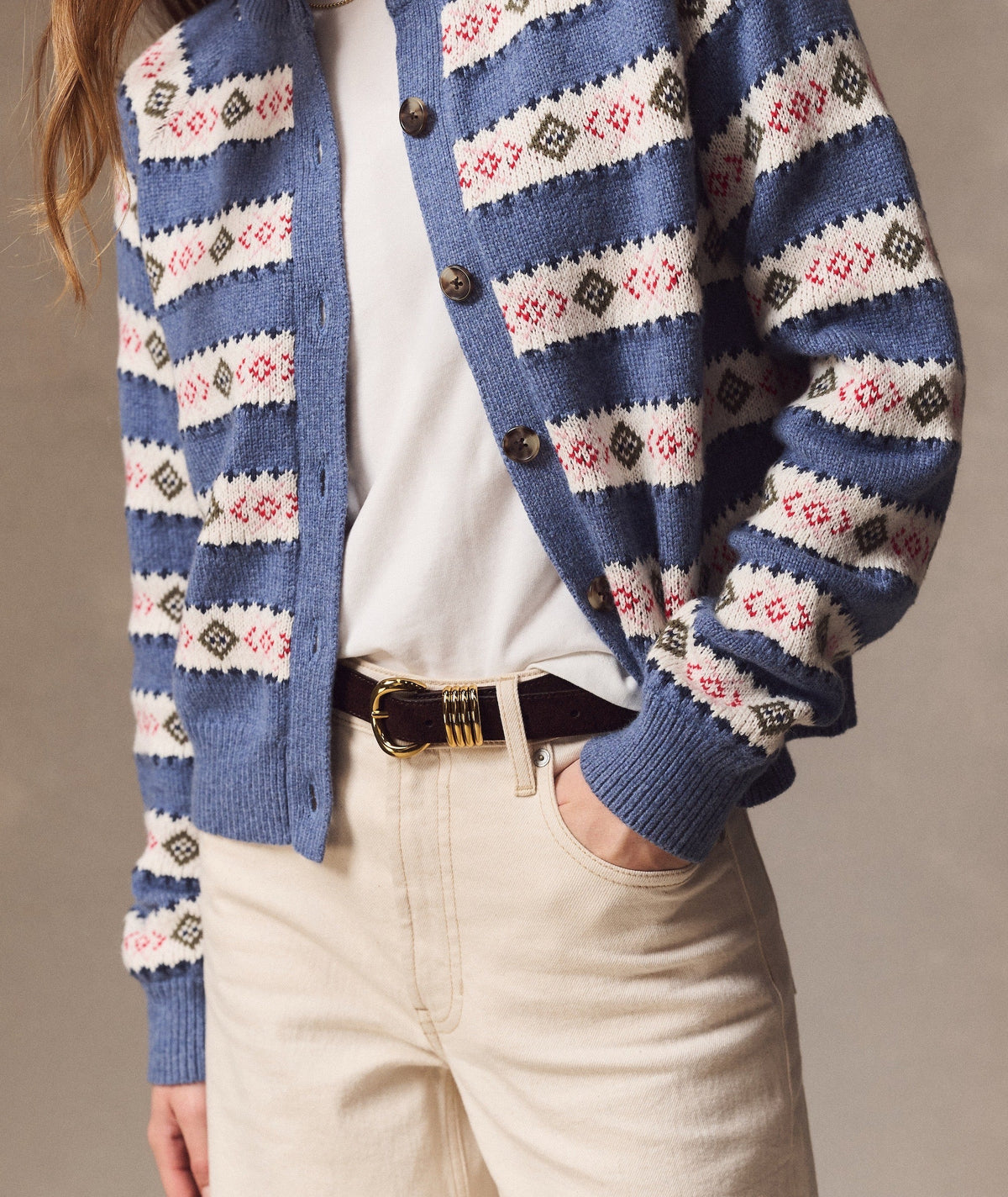 Fiorella Fair Isle Cardigan - French Blue