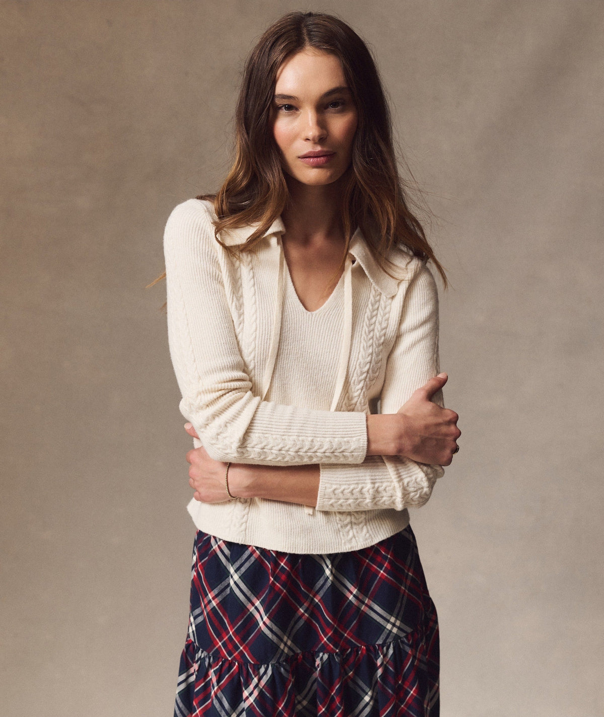 Ivy Cable Knit Polo - Ivory