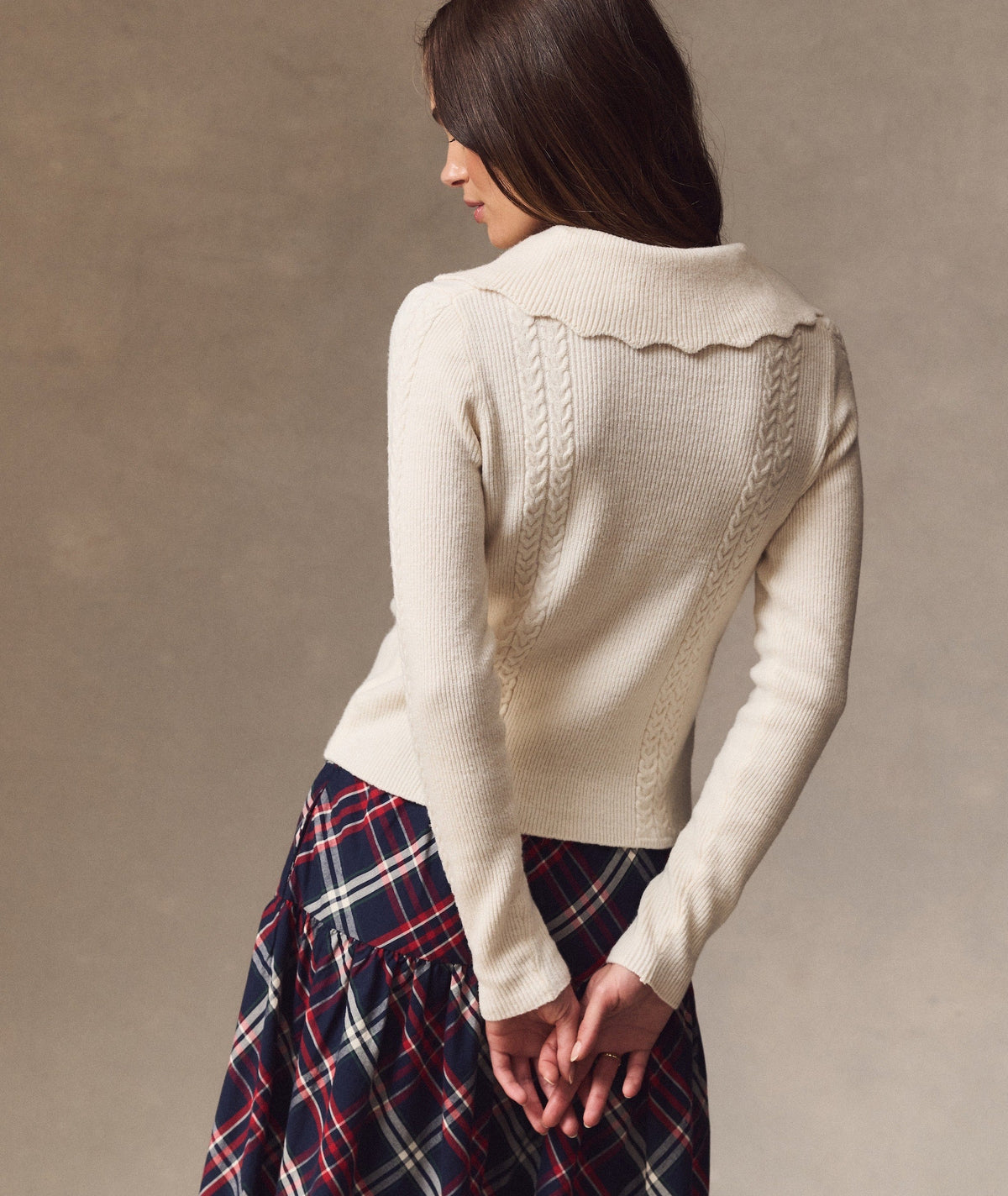 Ivy Cable Knit Polo - Ivory