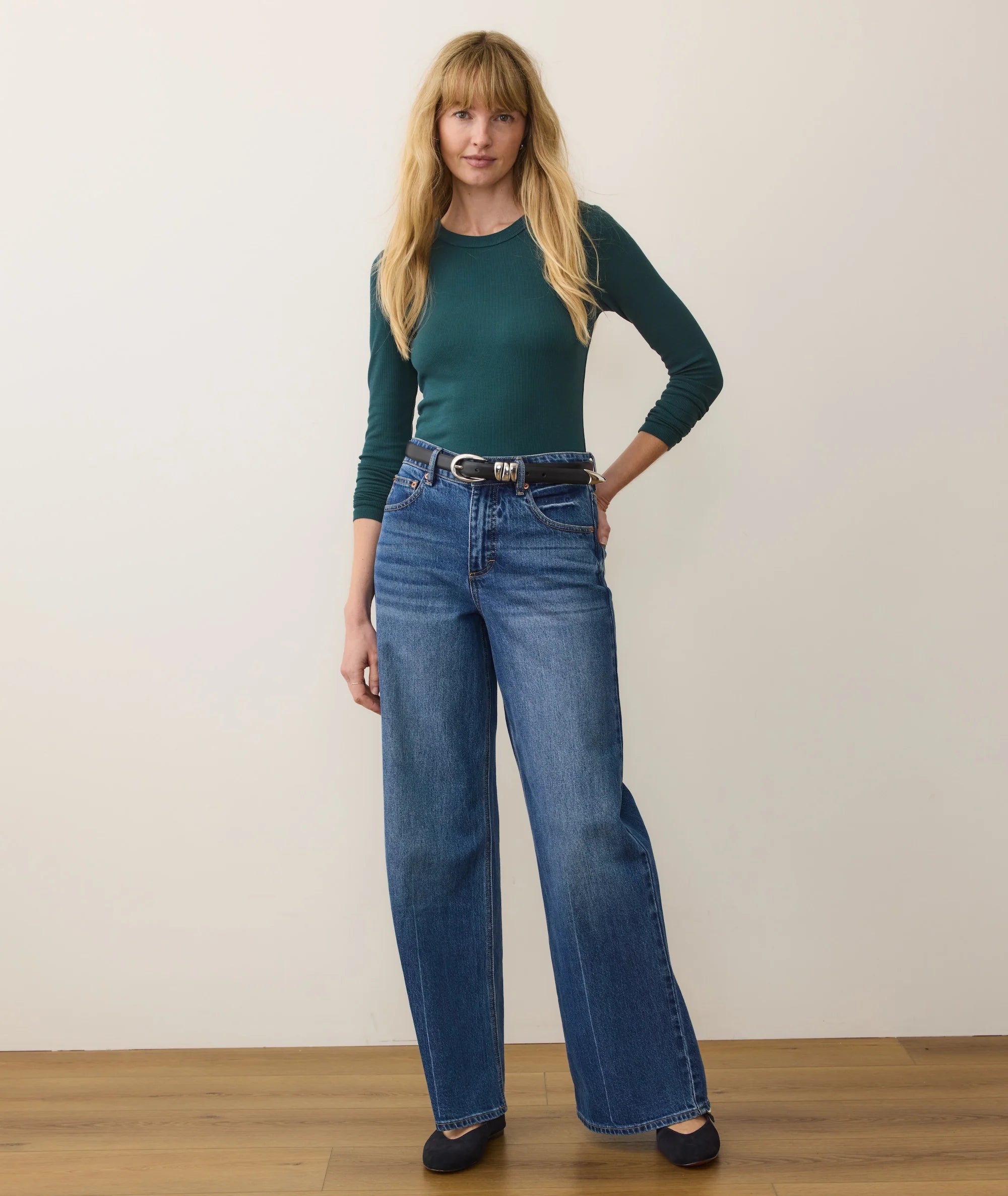 Lexi Rib Sun-In Longsleeve Crew Tee - Emerald