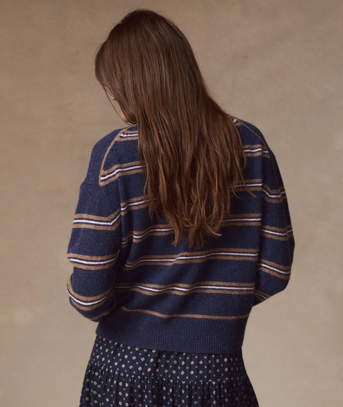 Coastal Merino Crewneck Sweater - Navy Stripe