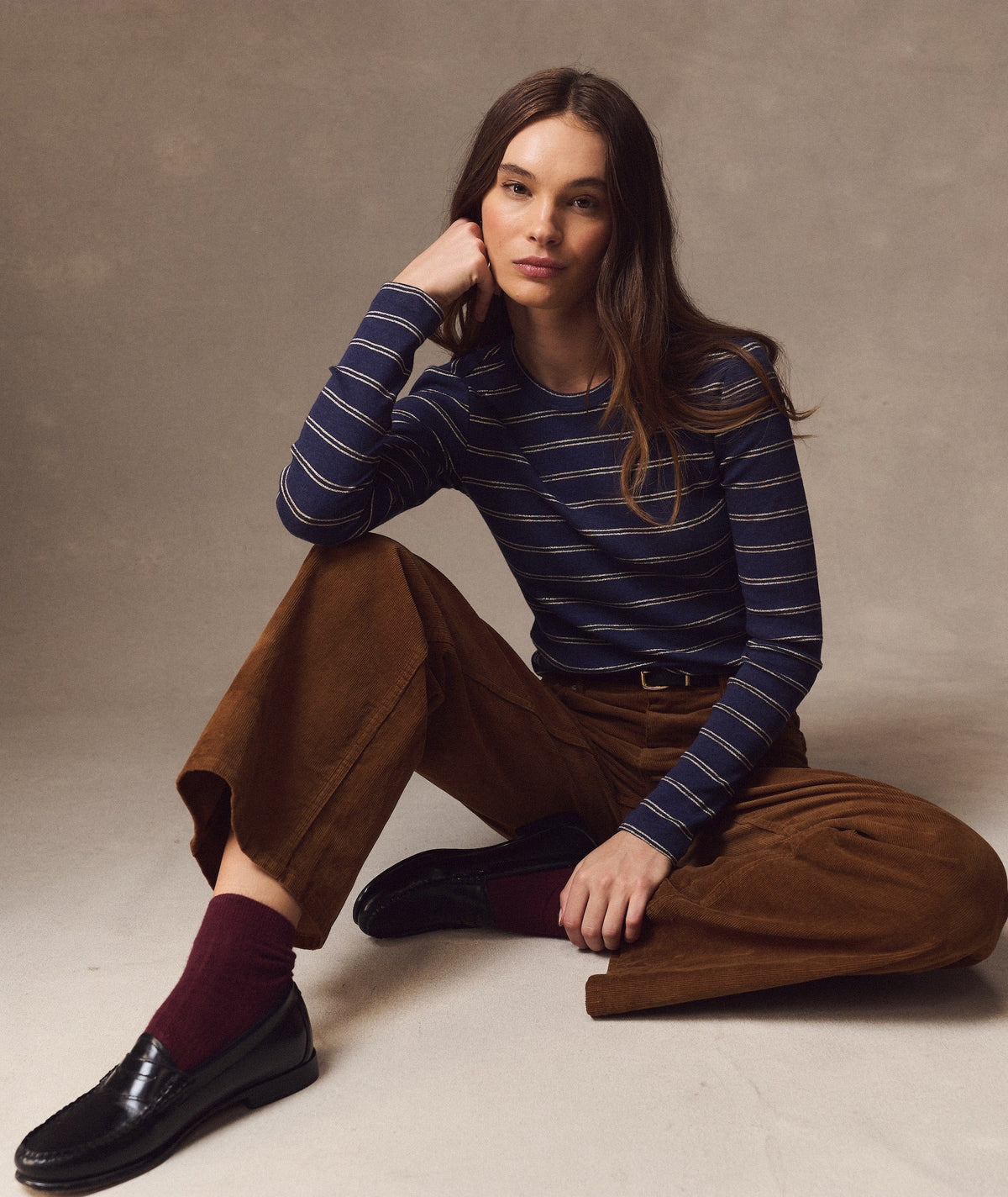 Mini Rib Long Sleeve Crew Tee - Twilight