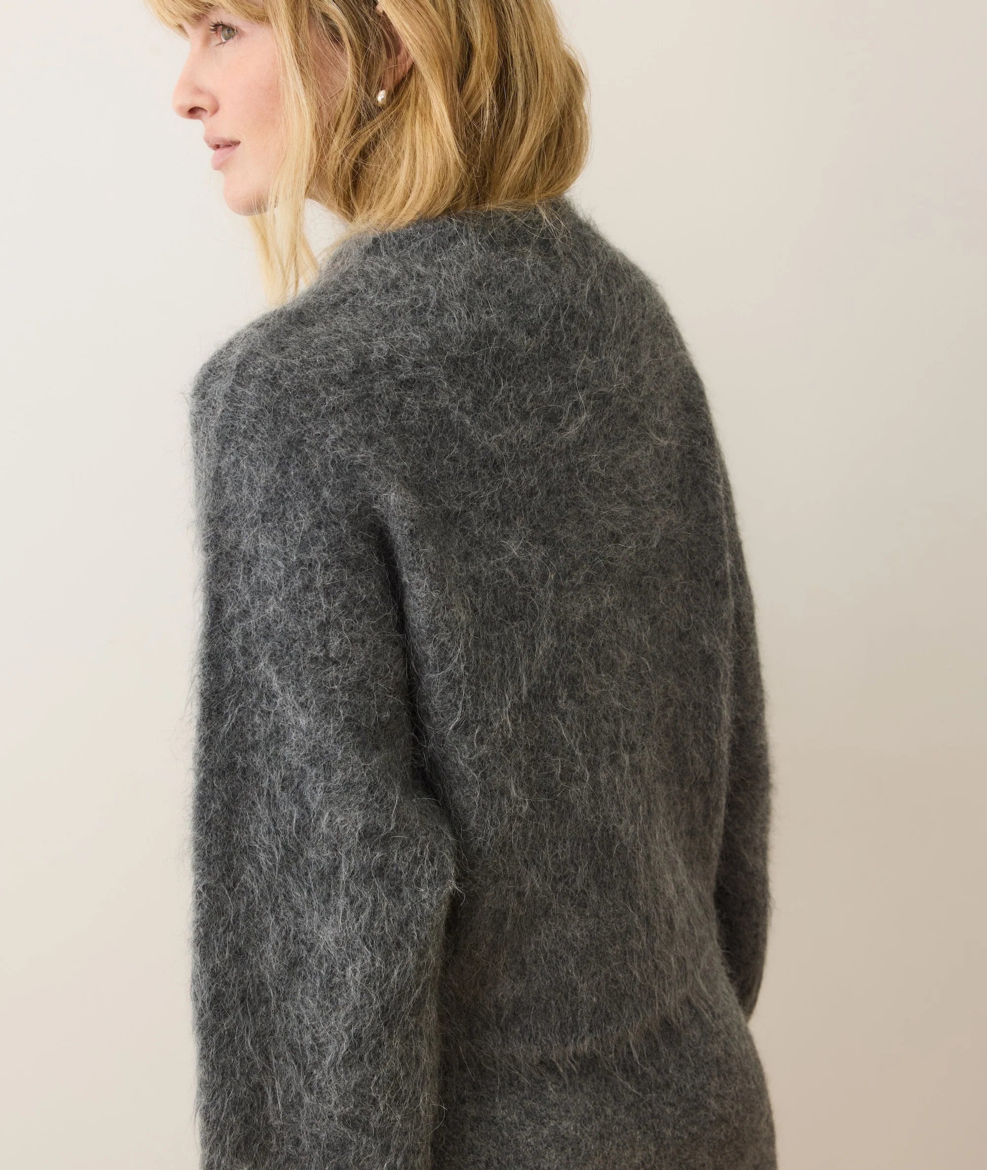 Suri Alpaca Mock Neck Sweater - Charcoal
