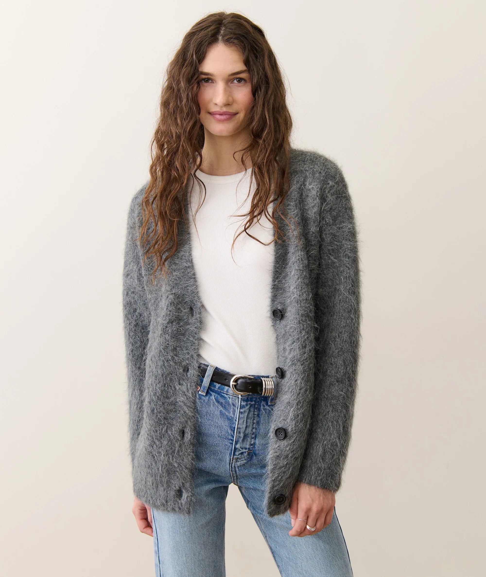 Suri Alpaca Oversized Cardigan - Charcoal