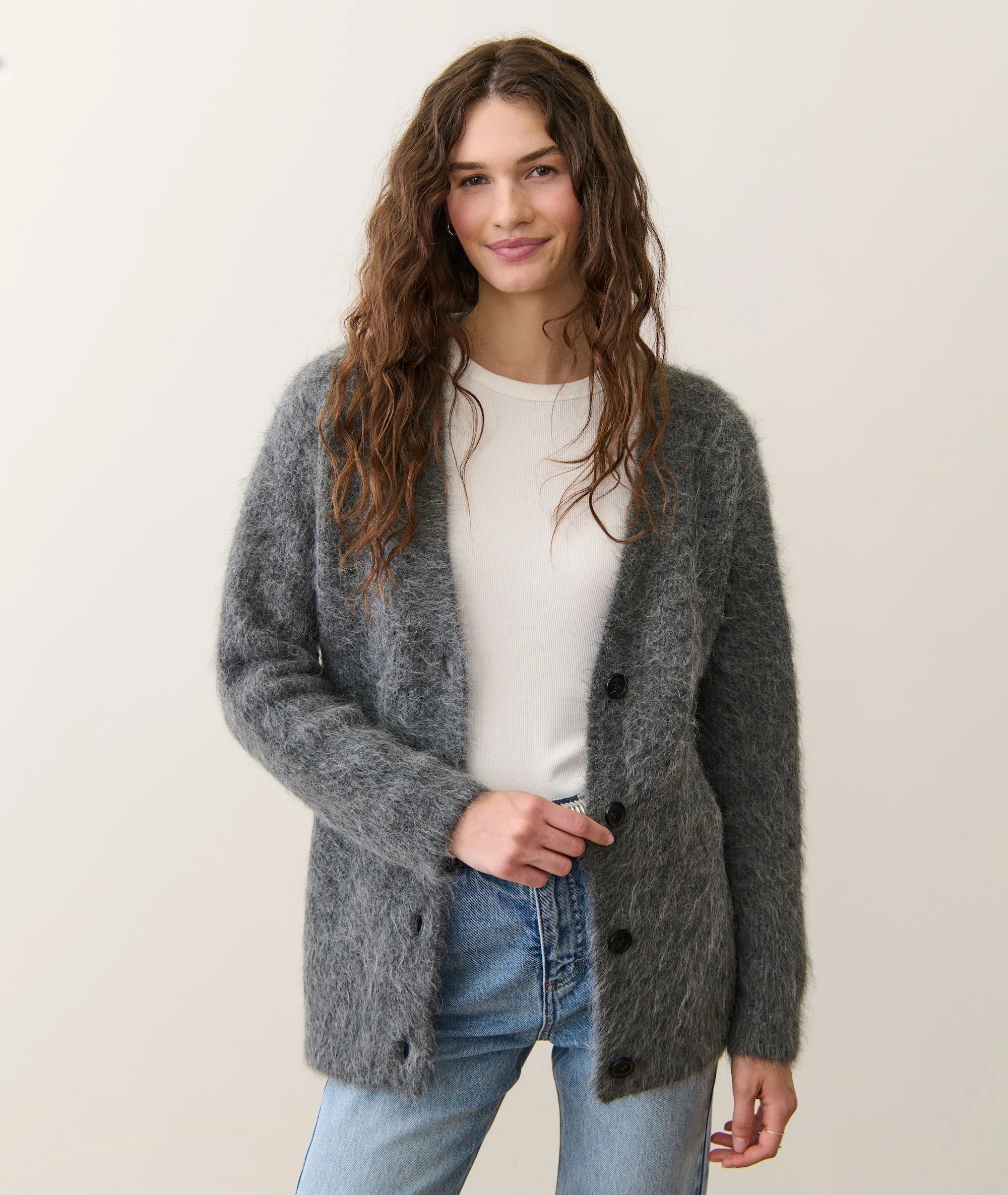Suri Alpaca Oversized Cardigan - Charcoal