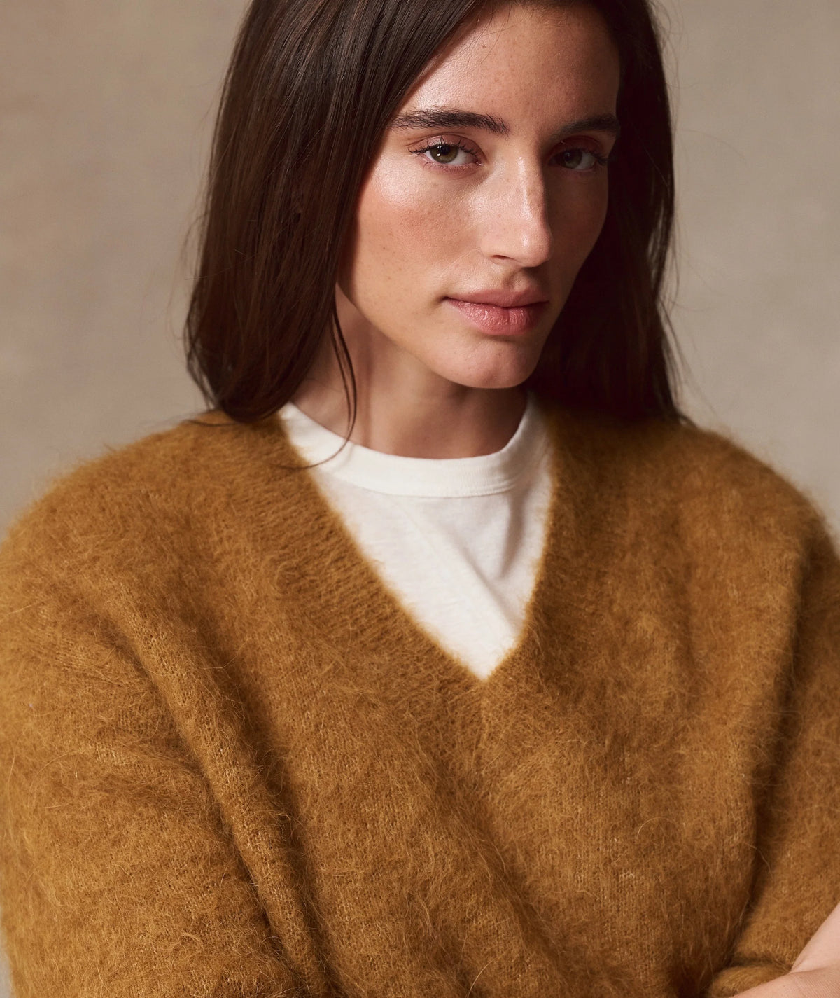 Suri Alpaca V-Neck Sweater - Golden Deep