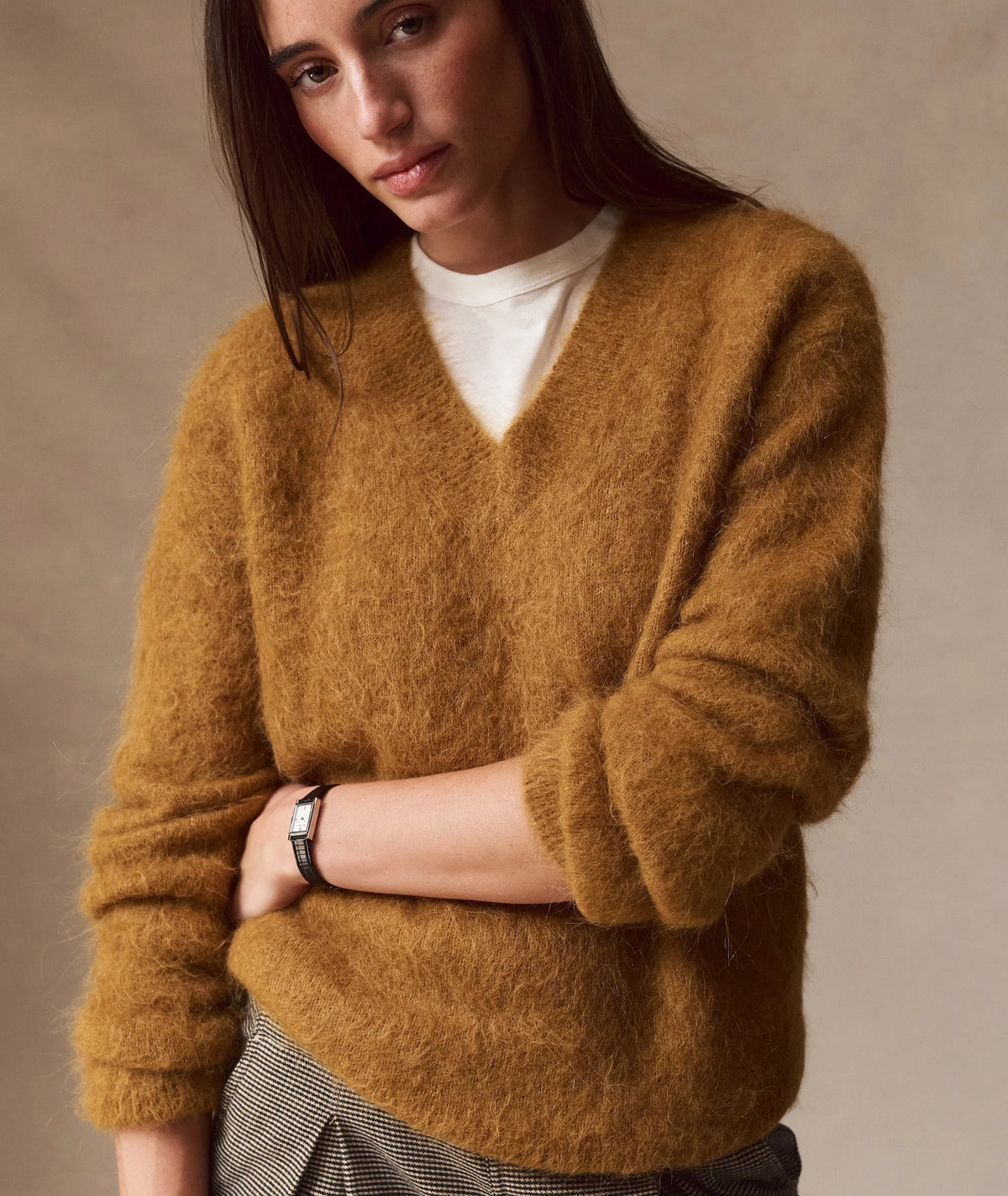 Suri Alpaca V-Neck Sweater - Golden Deep