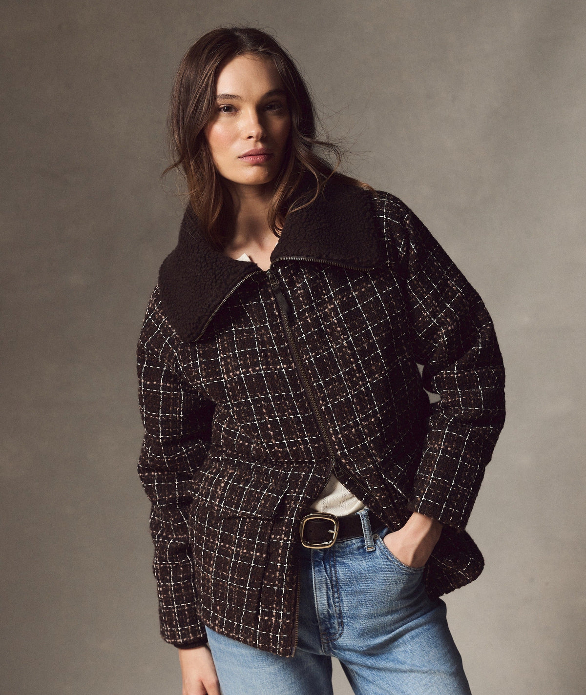 Sutton Tweed Puffer Jacket - Java Plaid