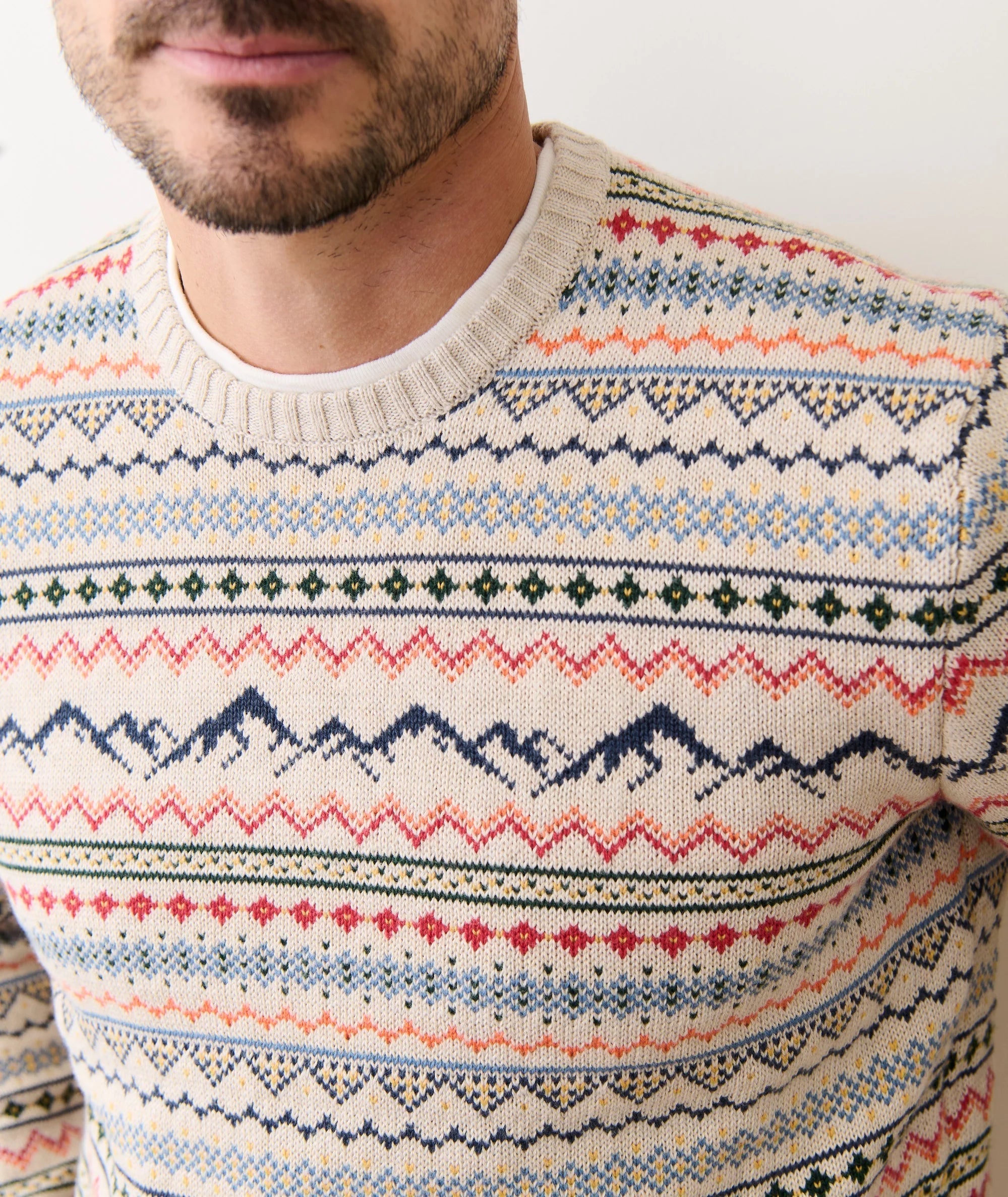 California Fair Isle Crew Sweater - Oatmeal Multi