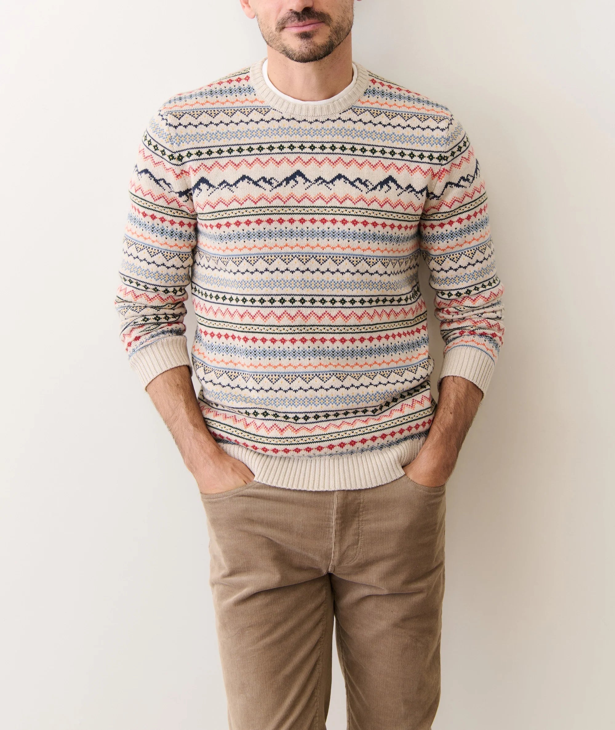 California Fair Isle Crew Sweater - Oatmeal Multi