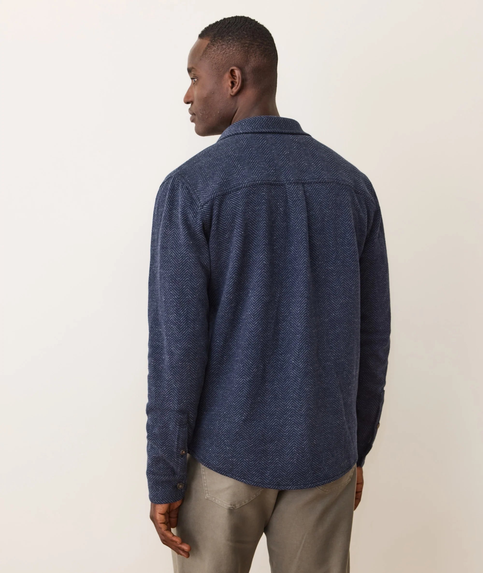 Pacifica Stretch Twill Overshirt - Navy Herringbone