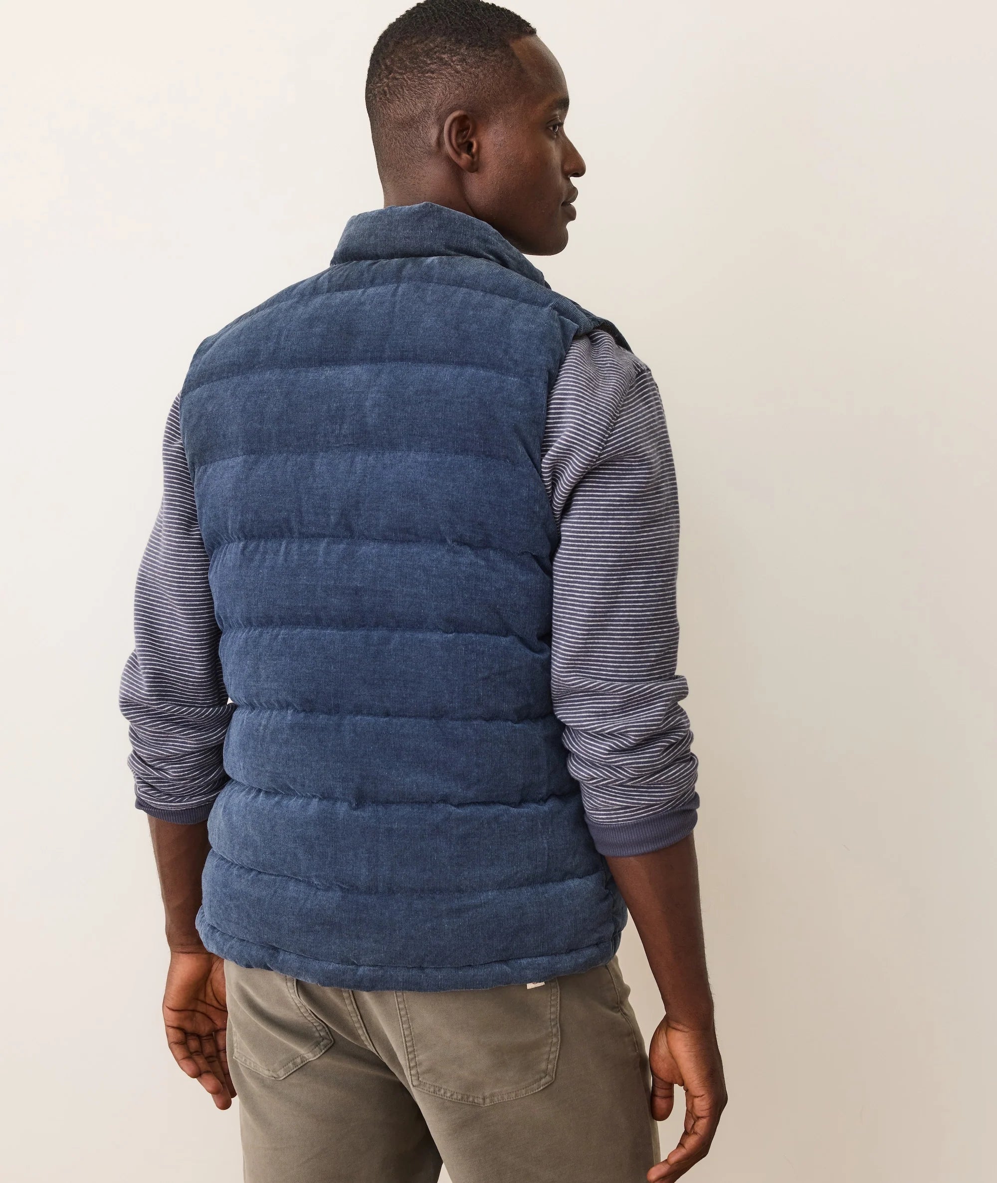 Palisades Cord Puffer Vest - Washed Indigo