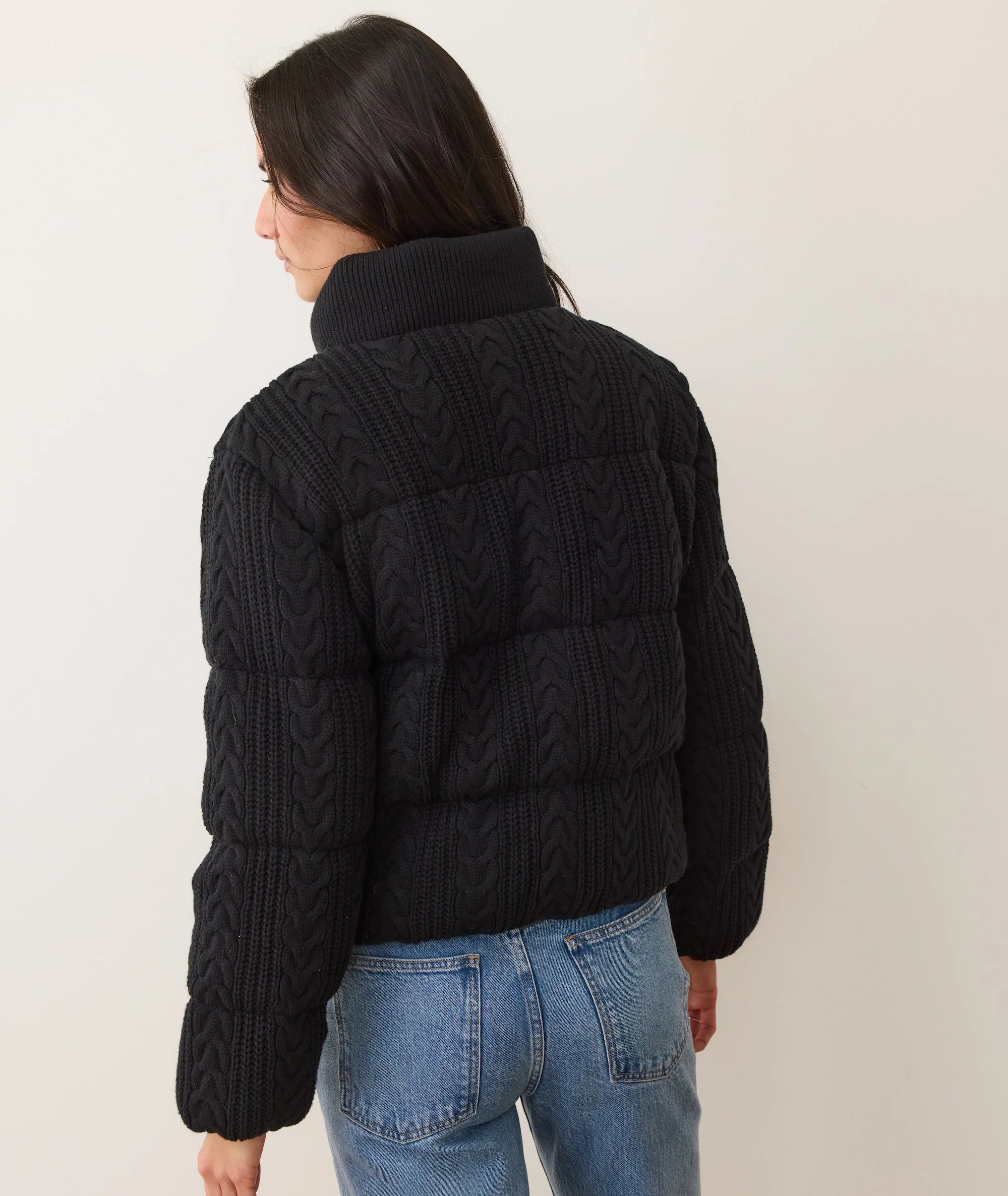 Alba Cable Knit Puffer - Black