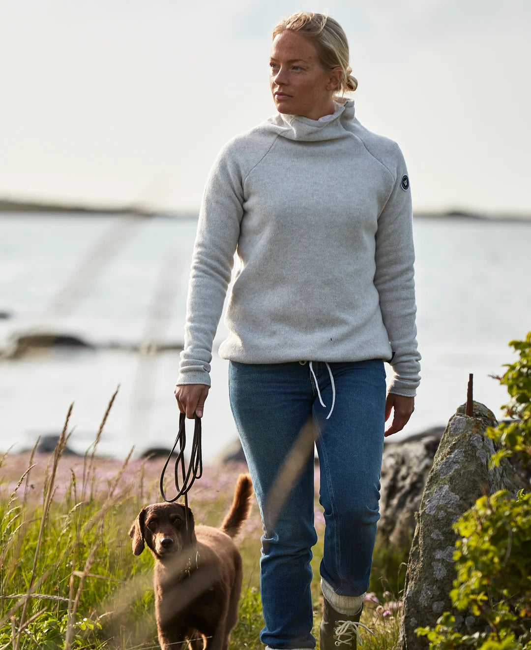 Martina Windproof Sweater - Light Grey Melange