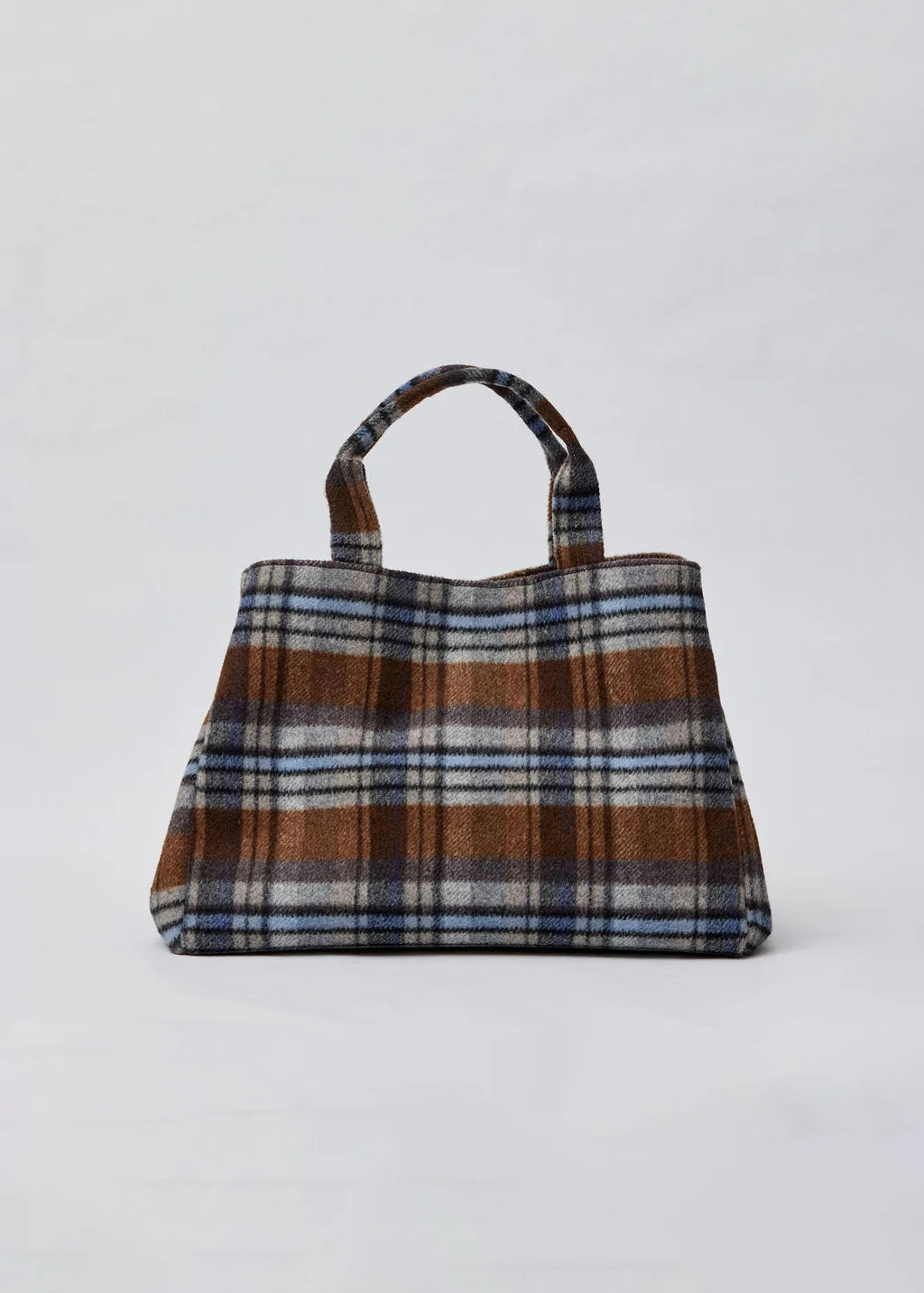 Plaid Airplane Tote - Denim/Brown Combo