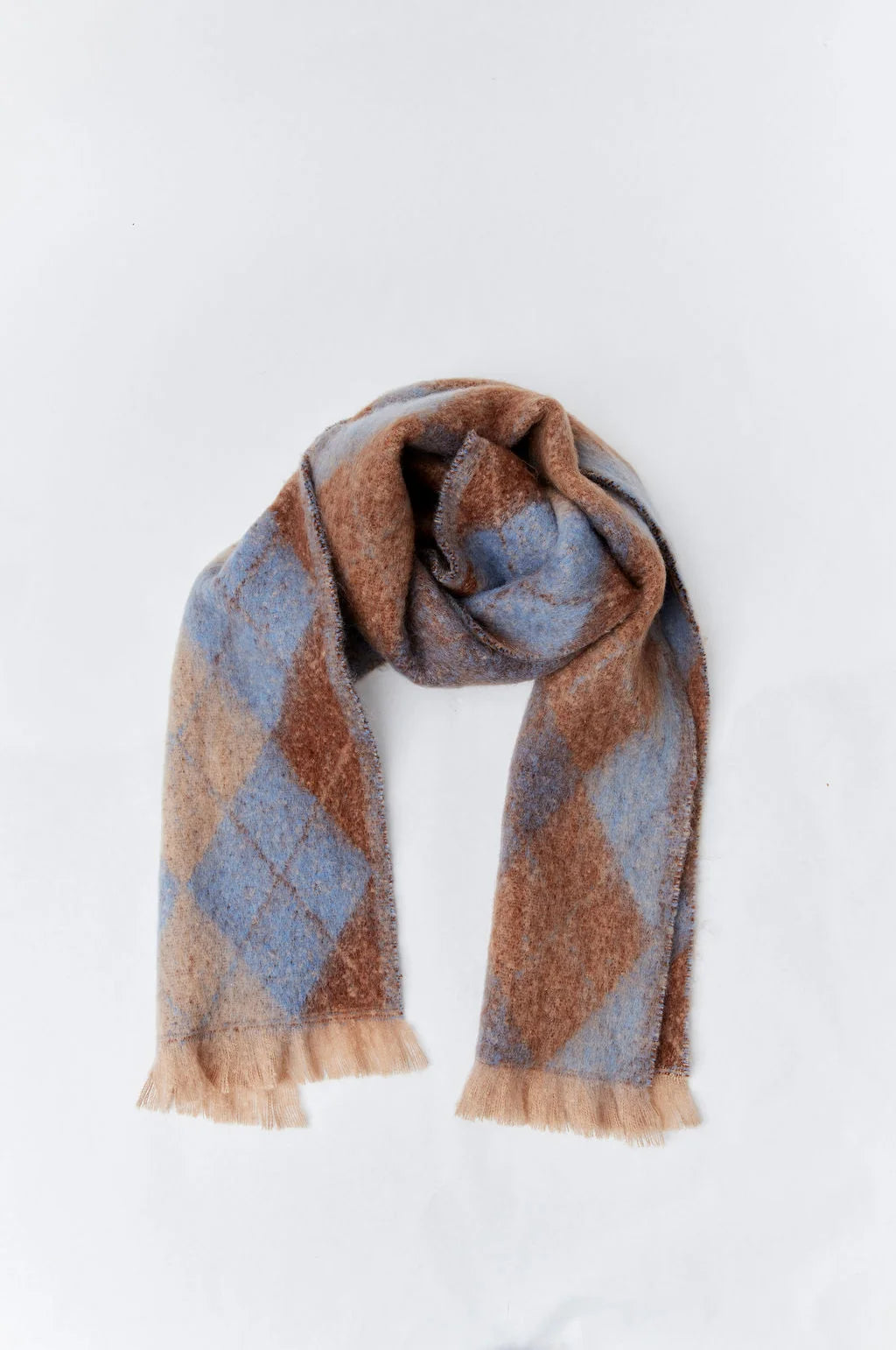 Argyle Scarf - Brown/Blue