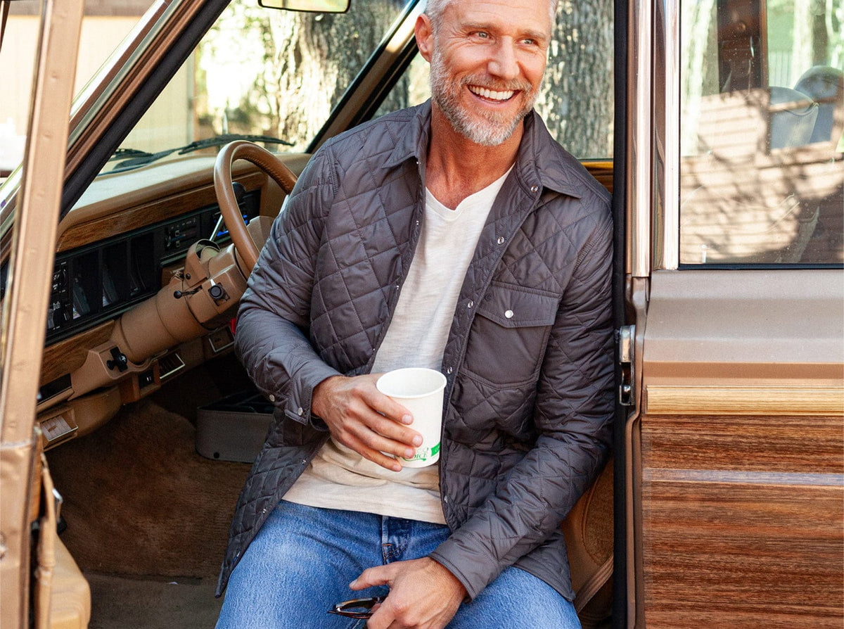 Quilted Shacket - Charcoal
