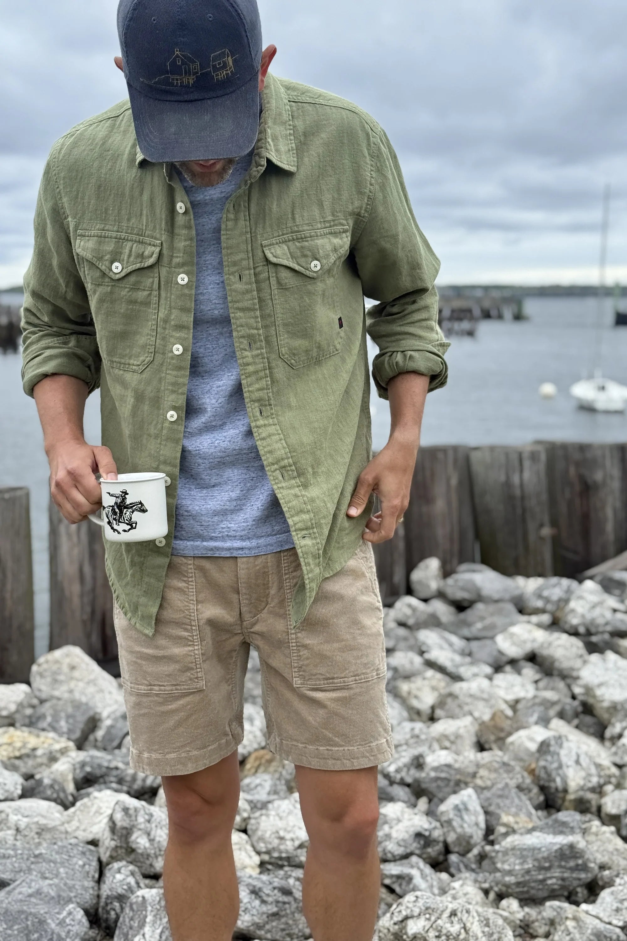 Slub Linen Workshirt - Bone