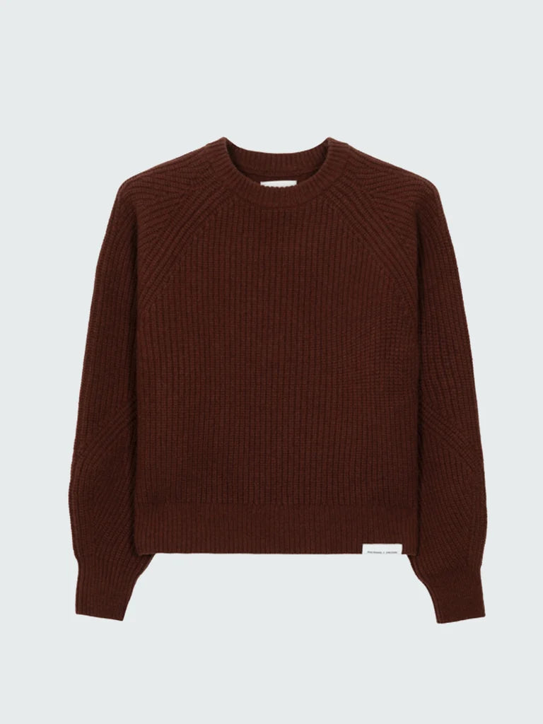 Women's Amy Powney + Finisterre Fisherman Rib Crew Neck Sweater - Cherrywood