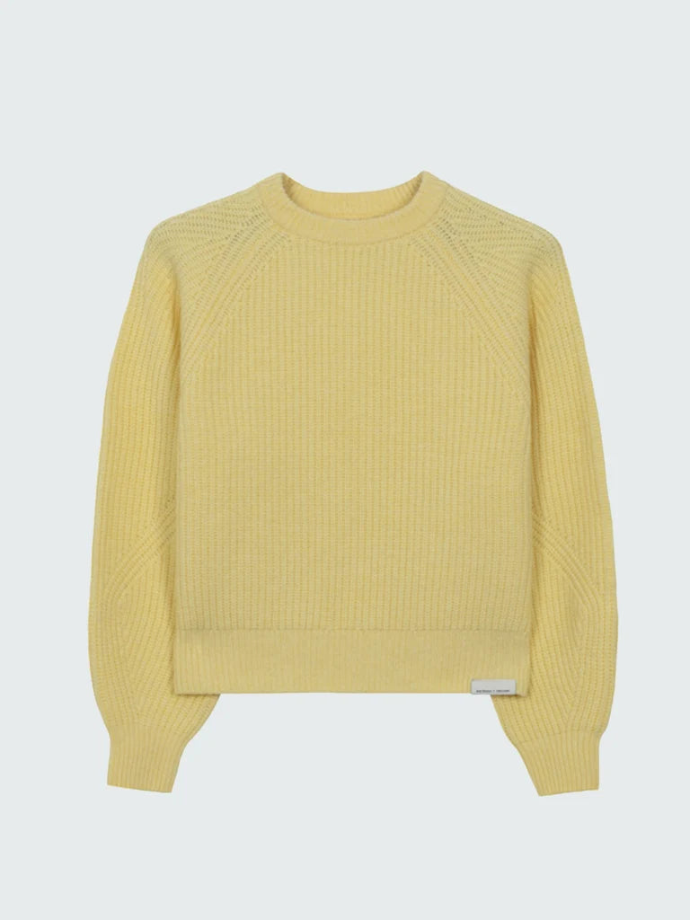 Women's Amy Powney + Finisterre Fisherman Rib Crew Neck Sweater - Butter Yellow